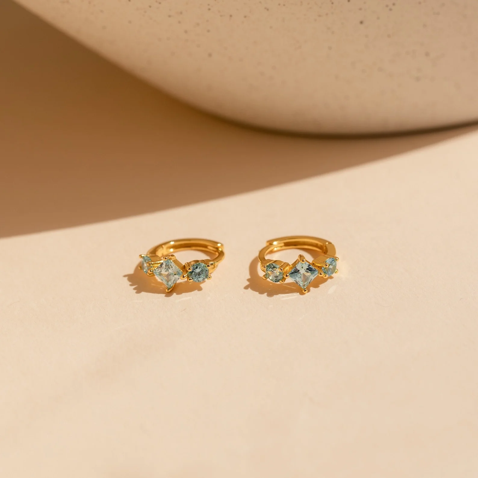 Aquamarine Diamond Huggies - Image 7
