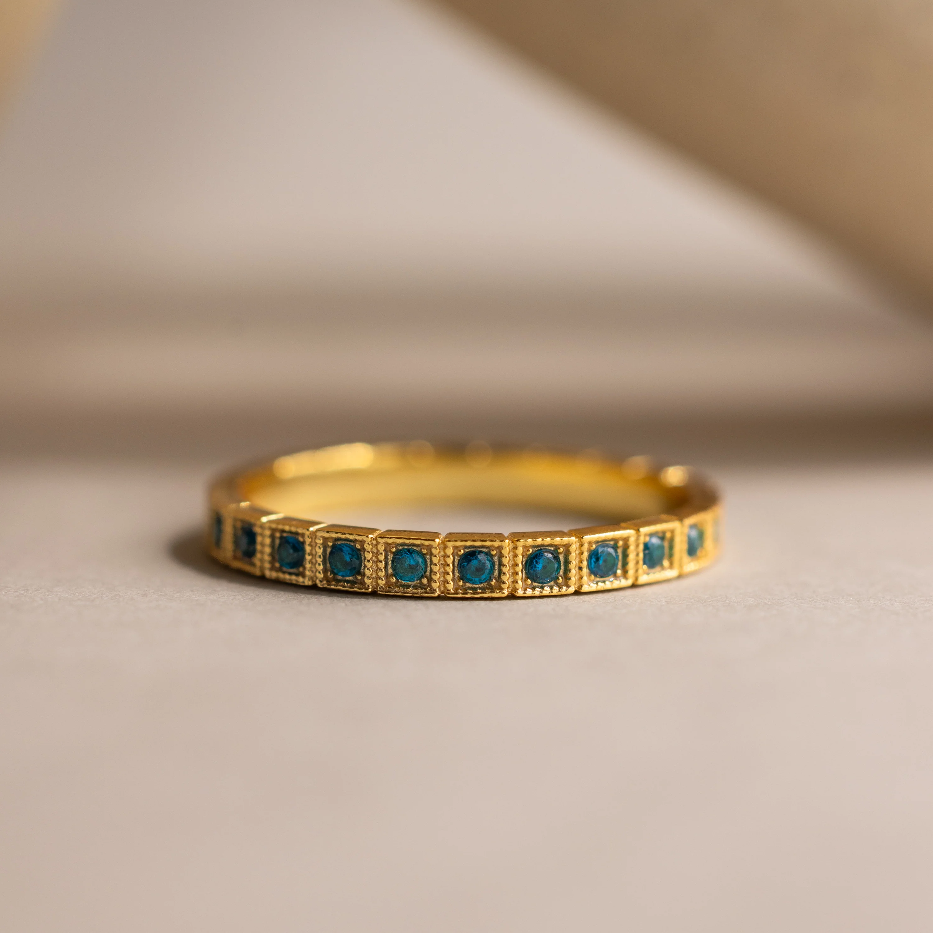 Art Deco Blue Zircon Eternity Ring