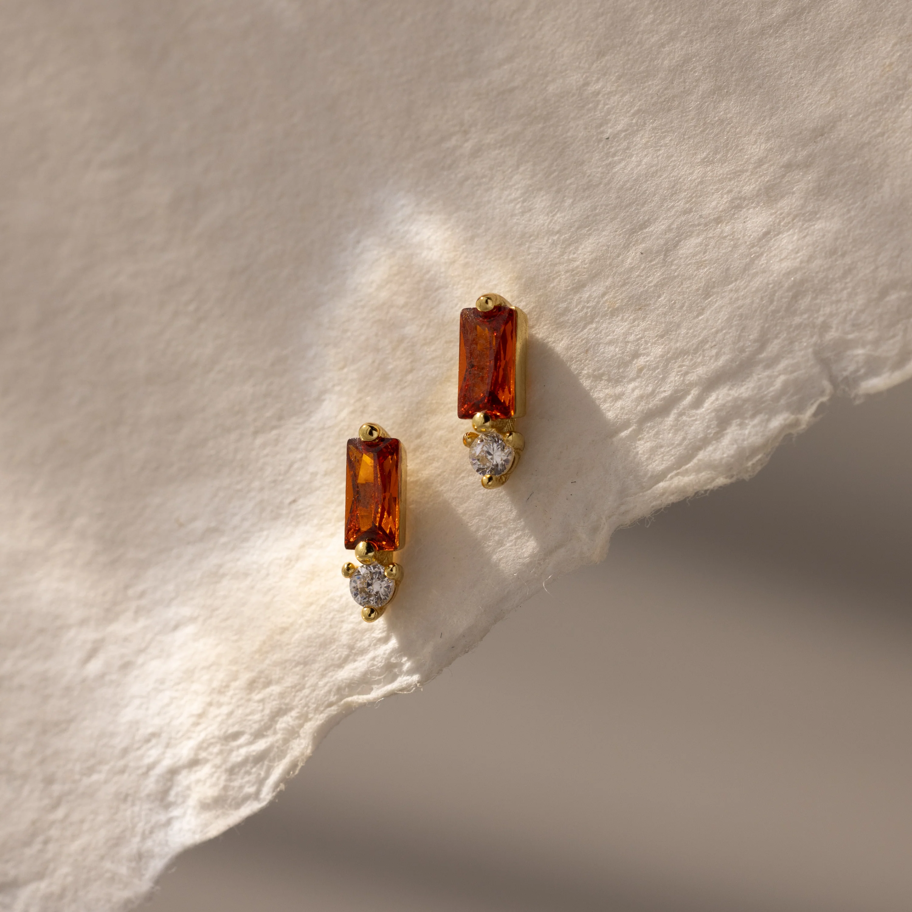 Baguette Garnet Drop Studs