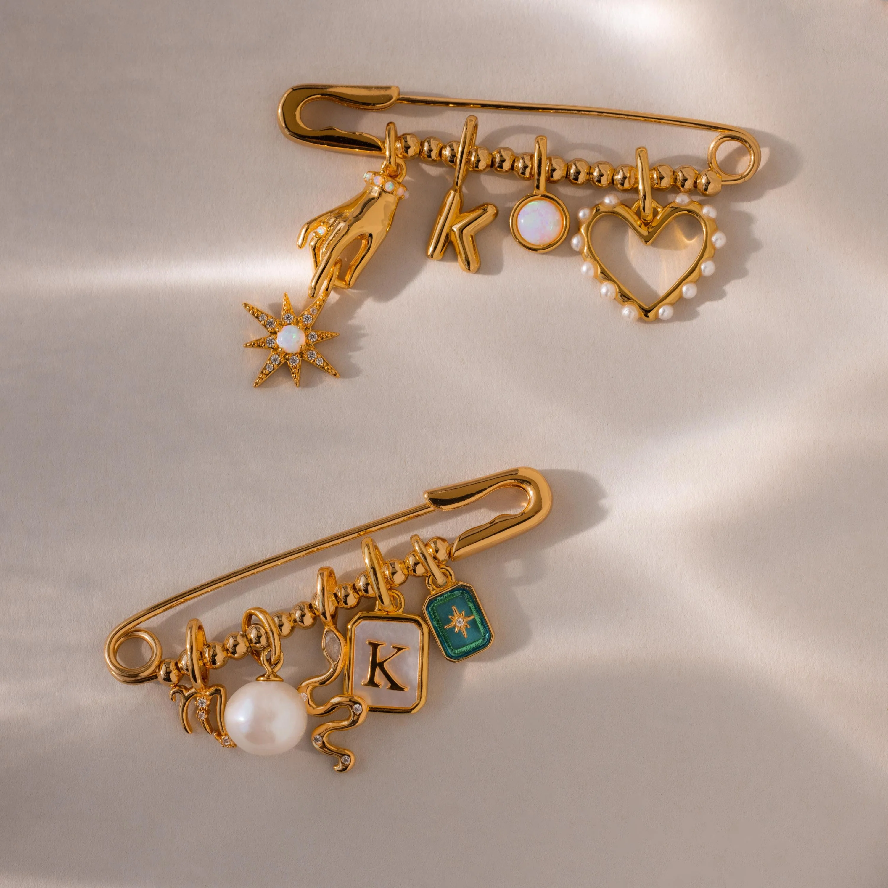 Beaded Charm Pin in 18K Gold - Image 6