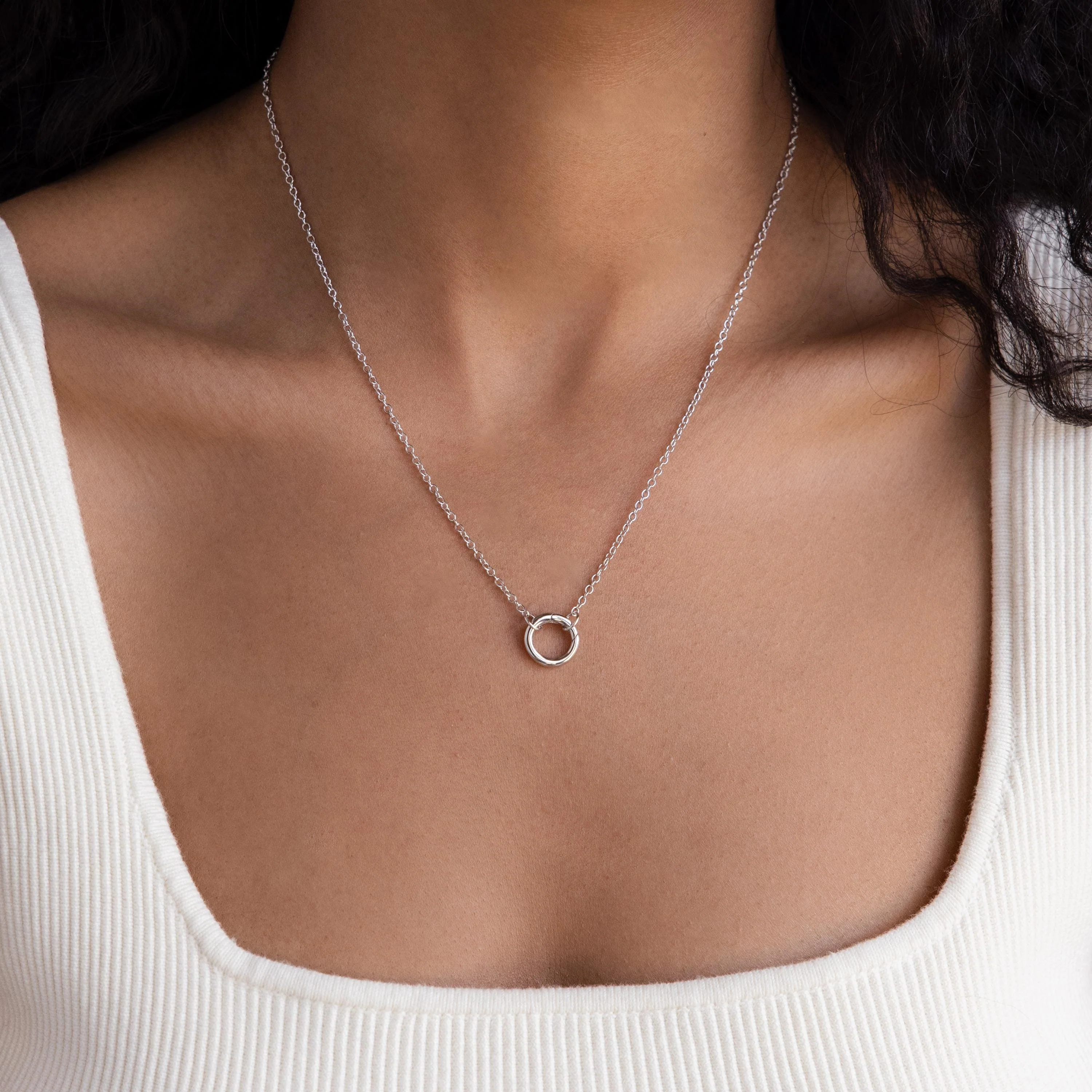 Cable Circle Charm Necklace - Image 5