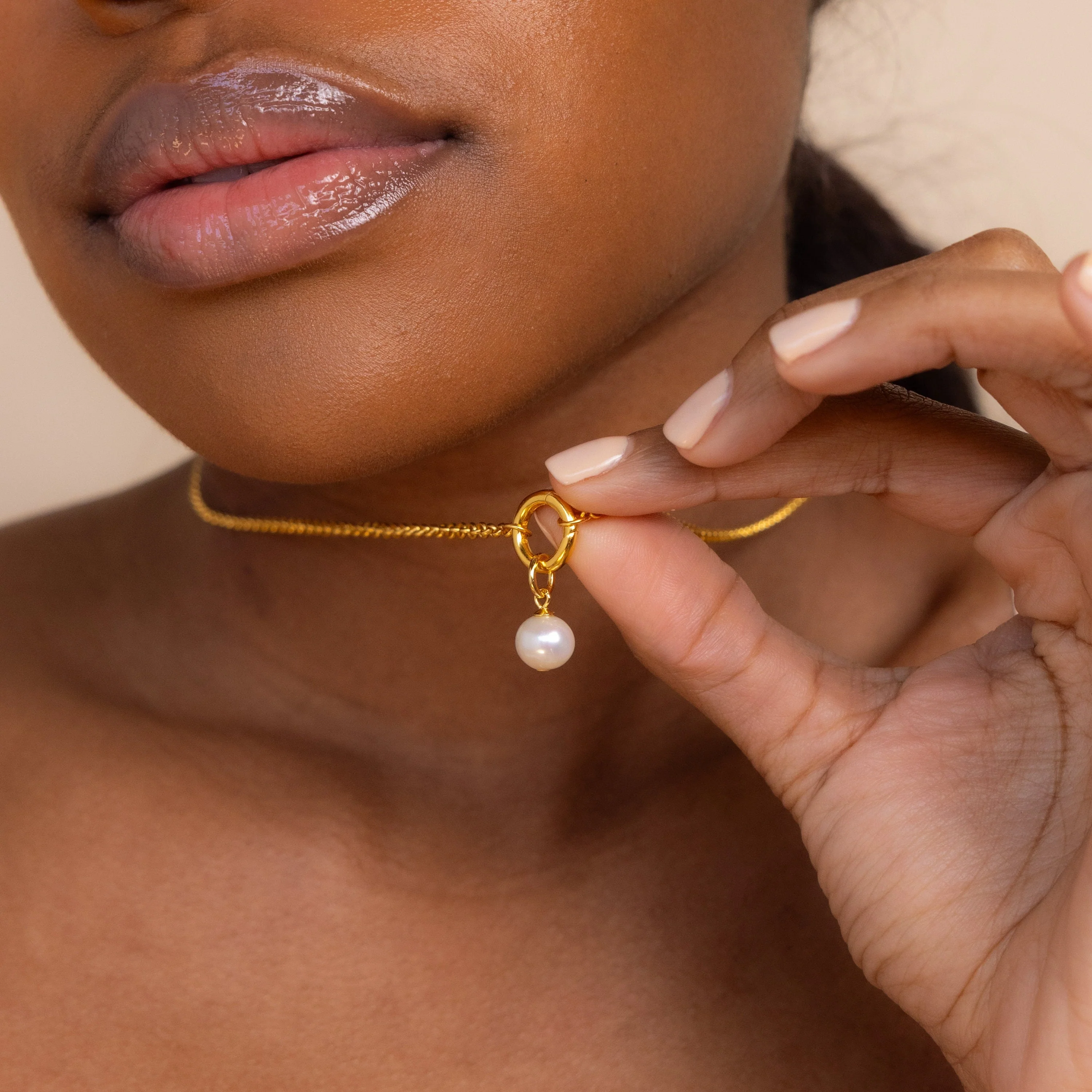 Classic Pearl Charm in 18K Gold - Image 4