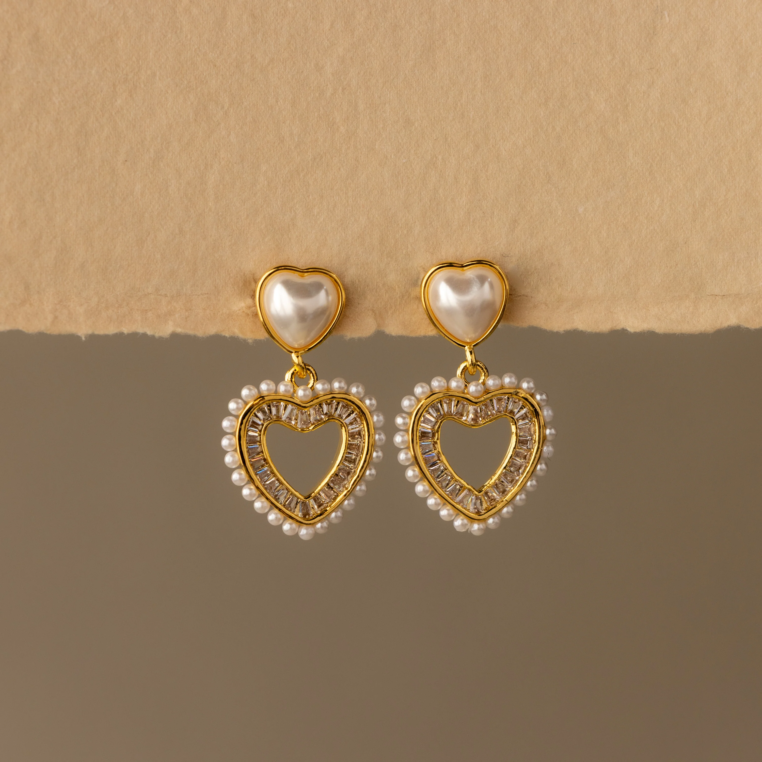 Coquette Pearl Heart Drop Studs