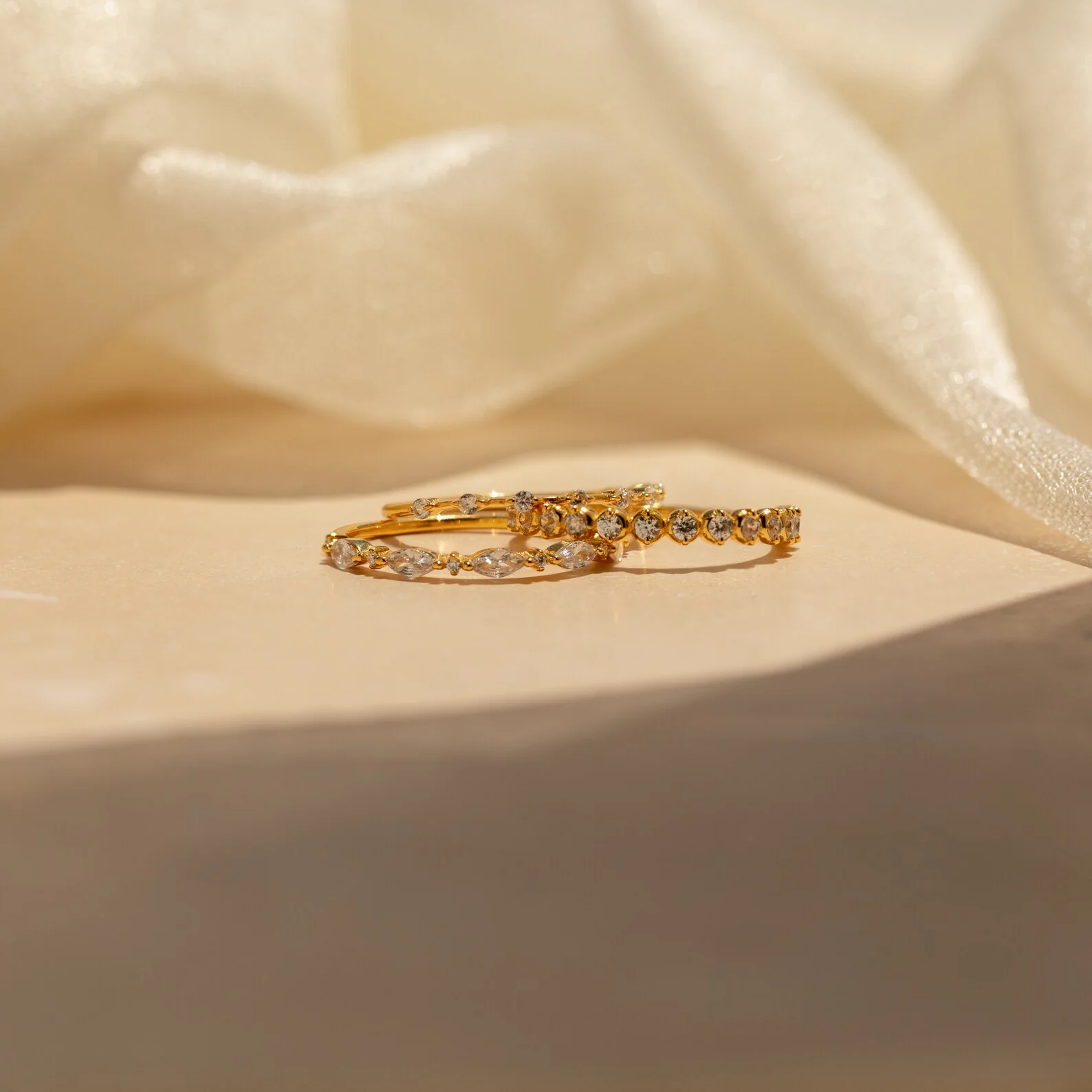 Crystal Stacking Ring Set in Silver - Image 7