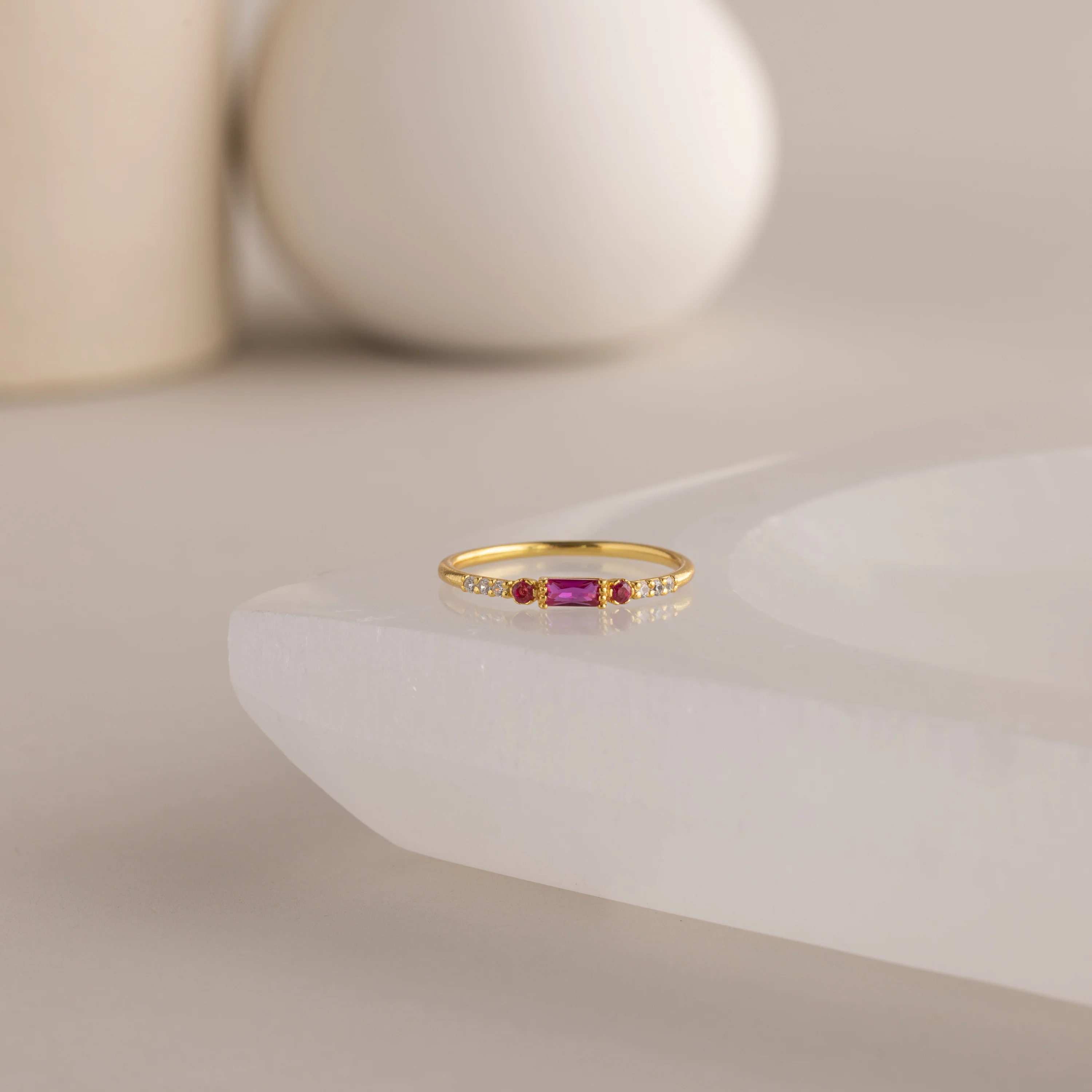Dainty Baguette Birthstone Ring - Image 16