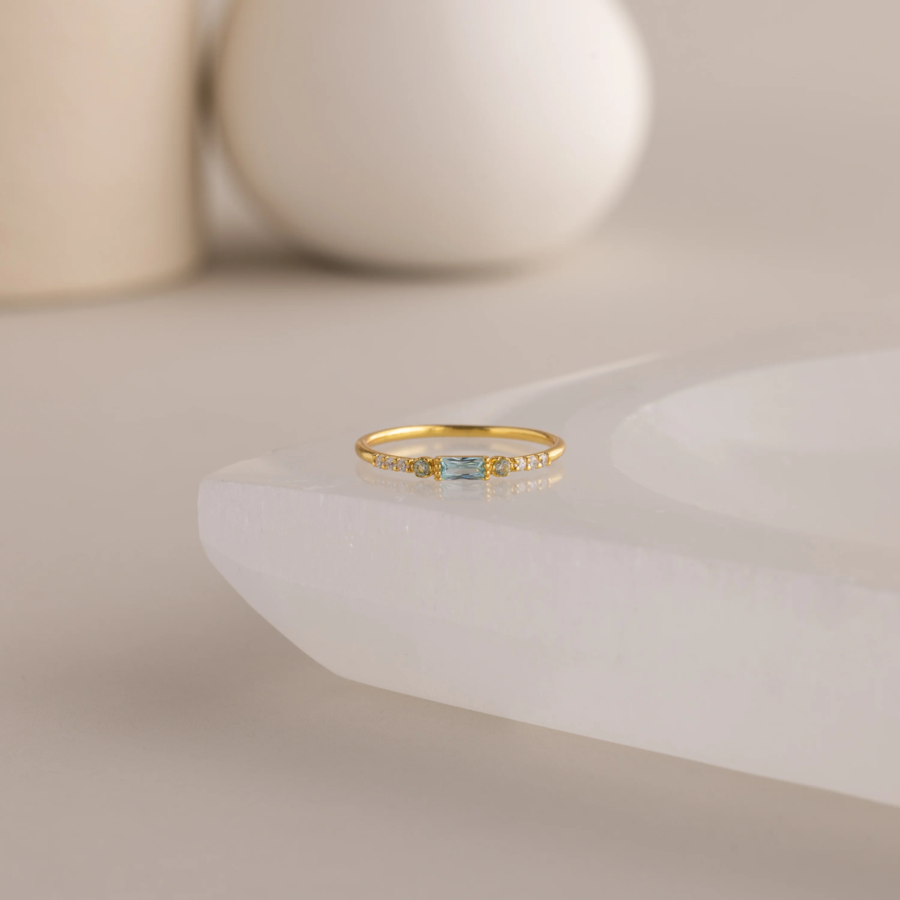 Dainty Baguette Birthstone Ring - Image 3