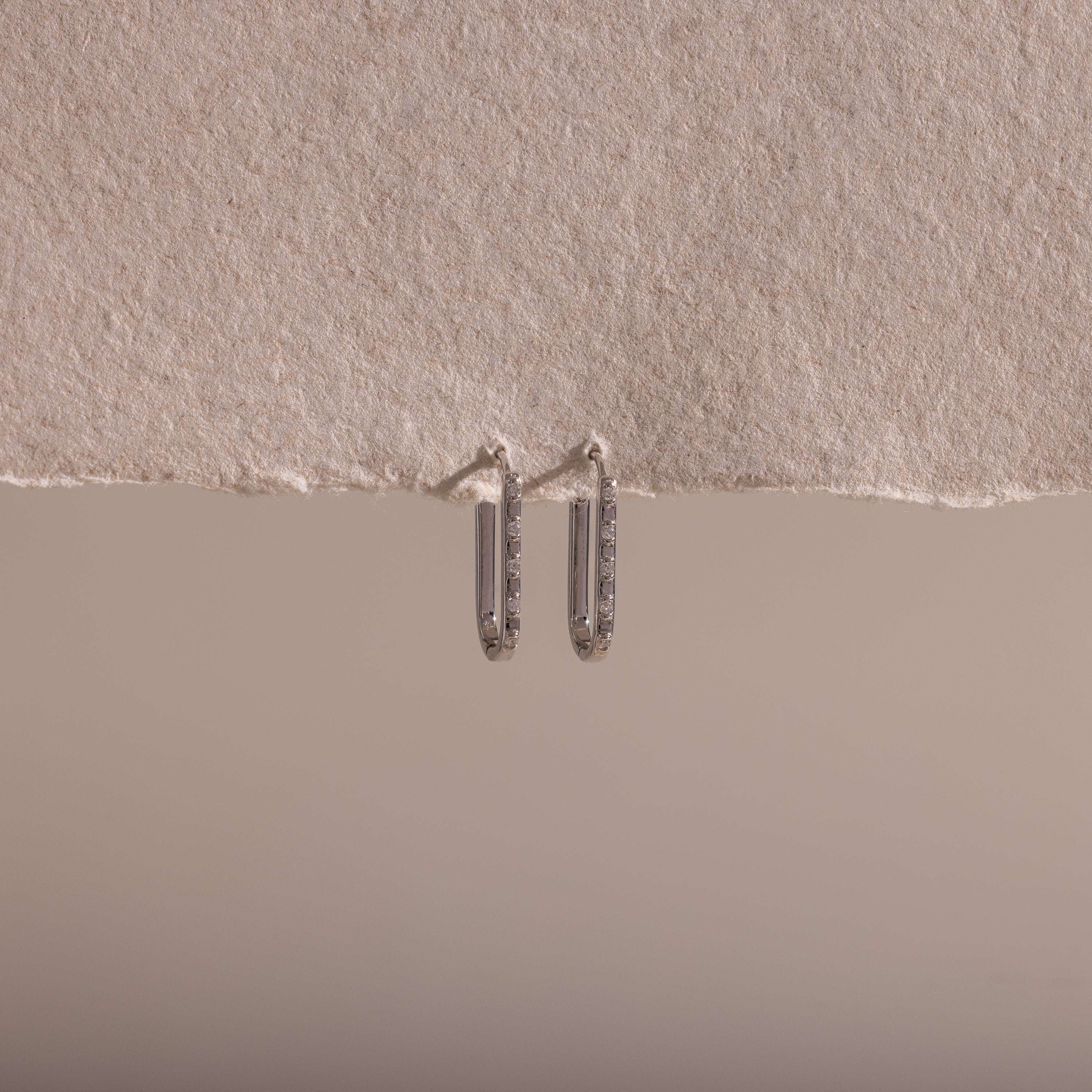 Dainty Pave Link Earrings in Silver