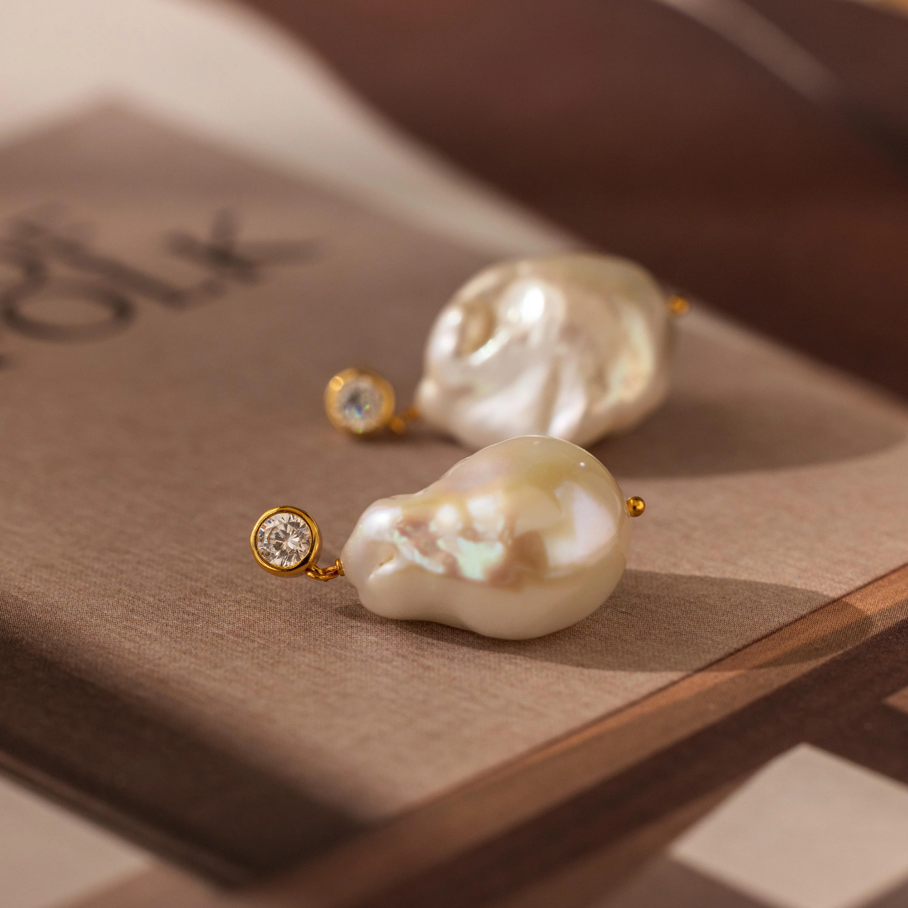 Diamond Baroque Pearl Studs - Image 7