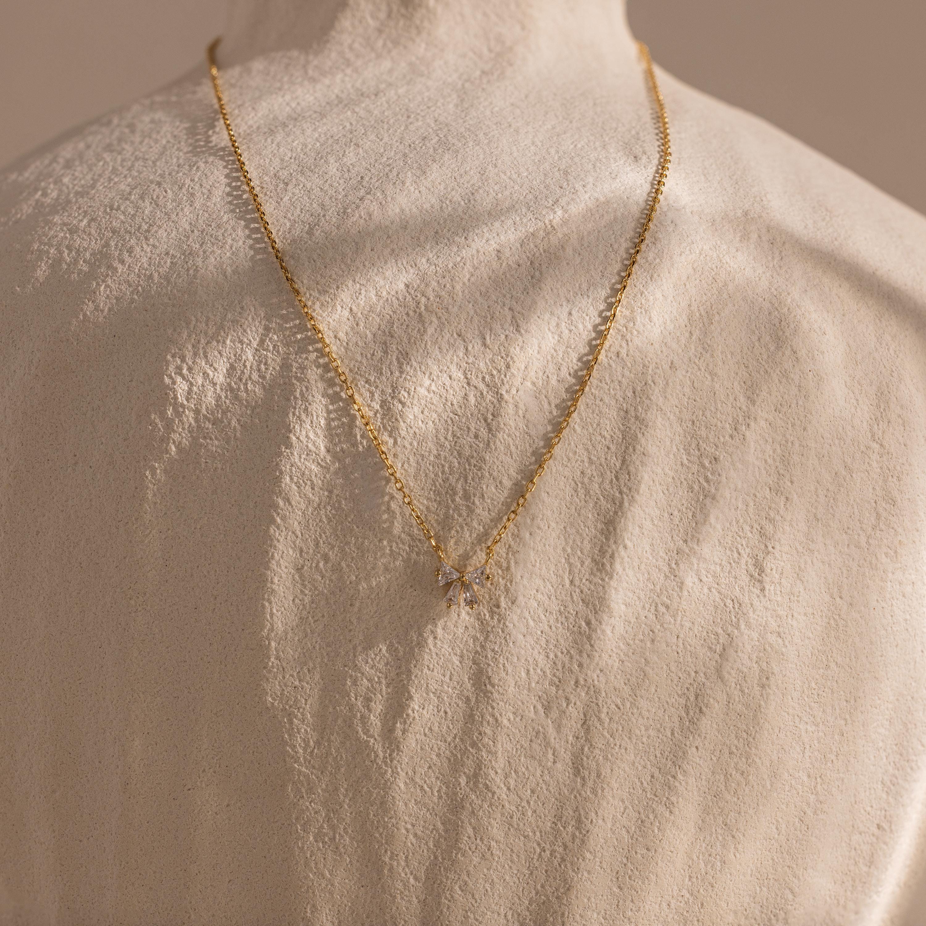 Diamond Bow Necklace in 18K Gold - Image 5