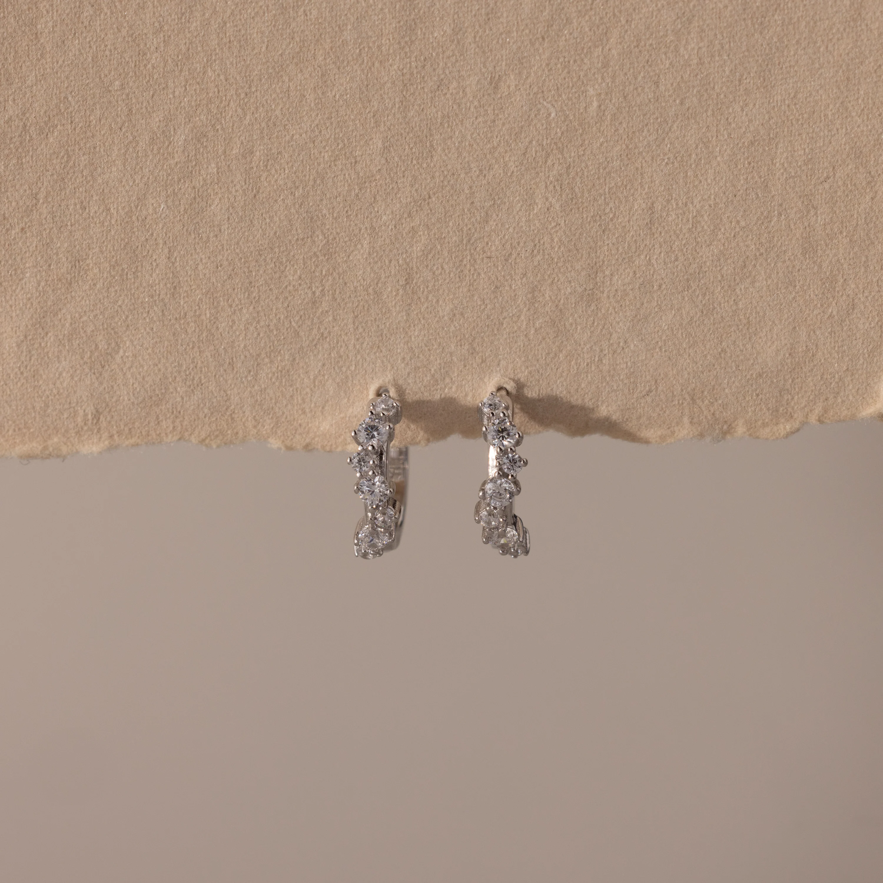 Diamond Cluster Hoops in Silver