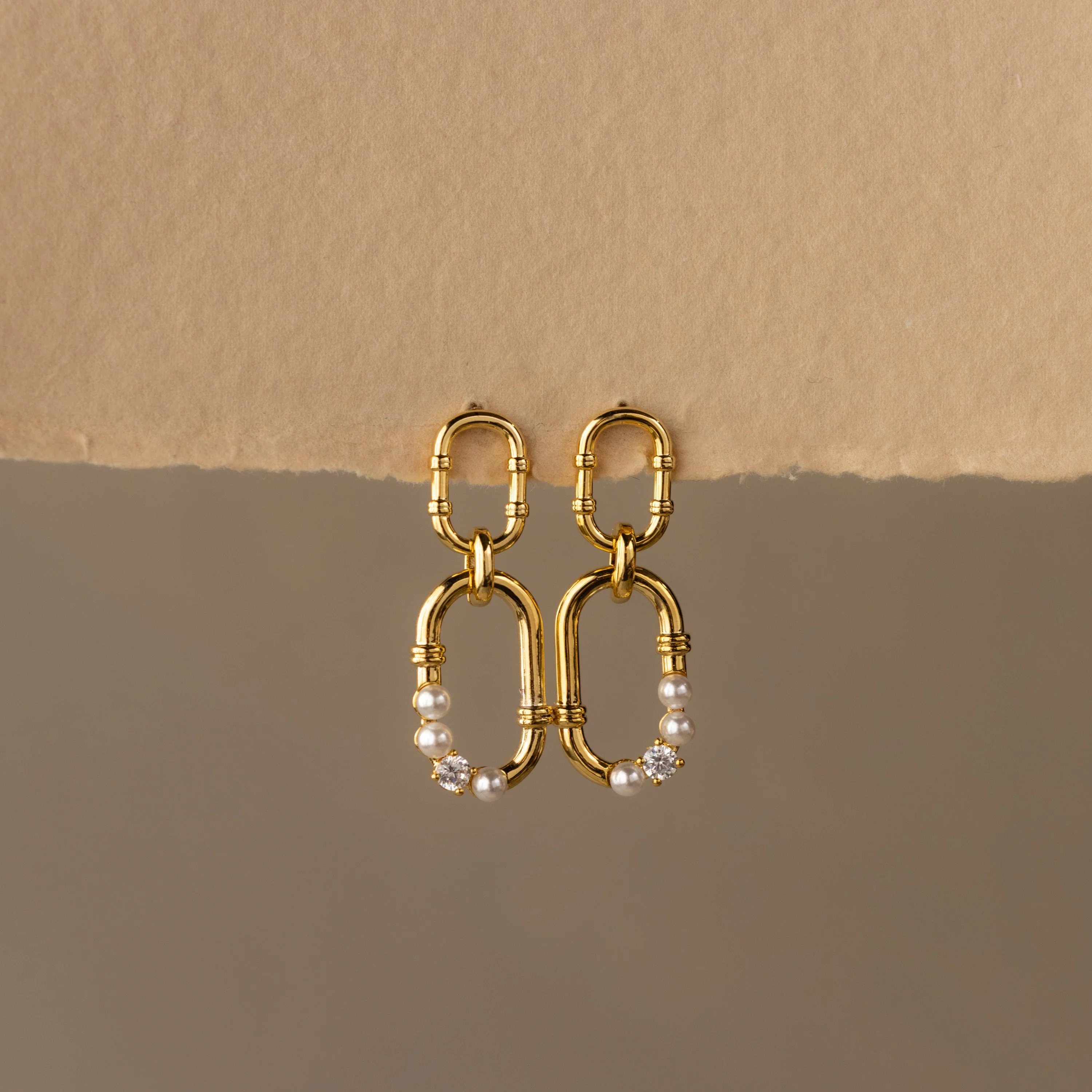 Diamond Pearl Link Drop Studs