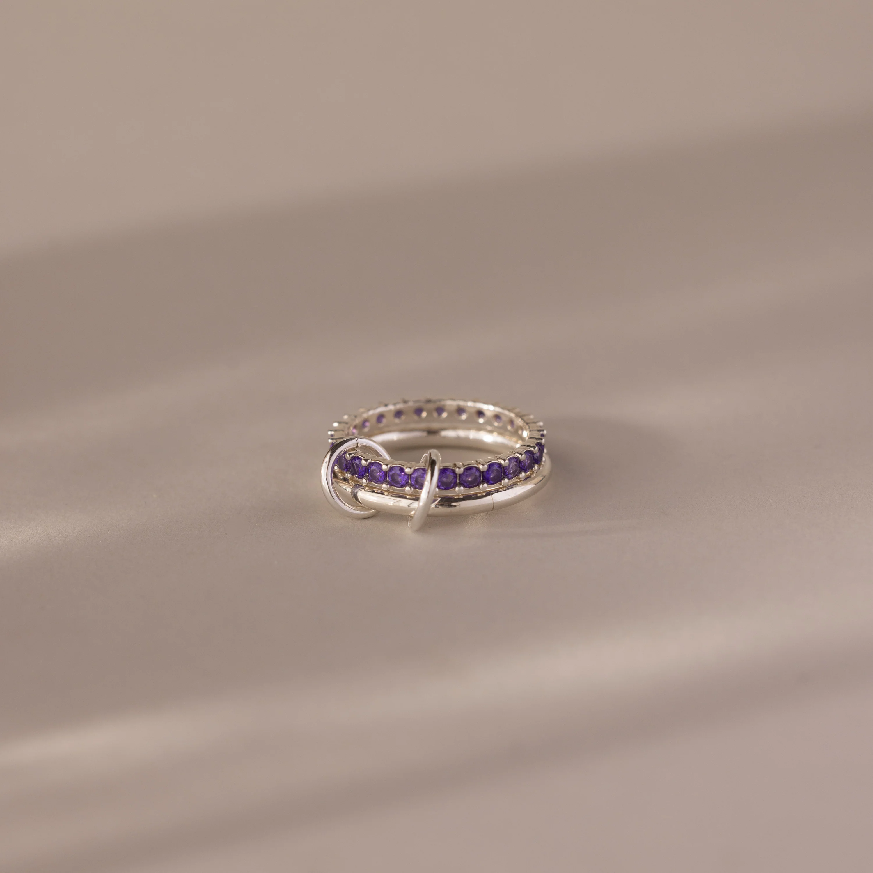 Duo Amethyst Tennis Linked Ring Set - Image 3