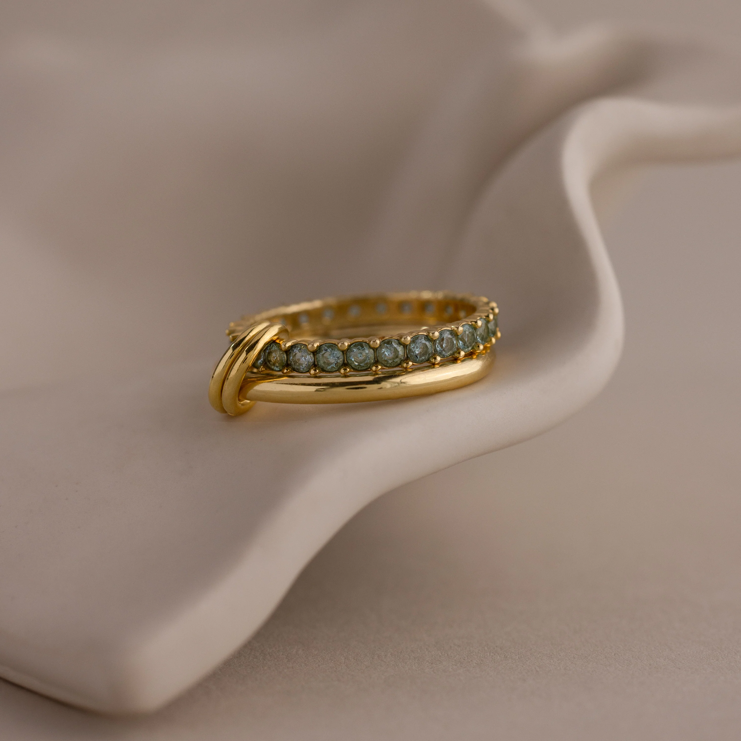 Duo Birthstone Tennis Linked Ring Set - Image 2