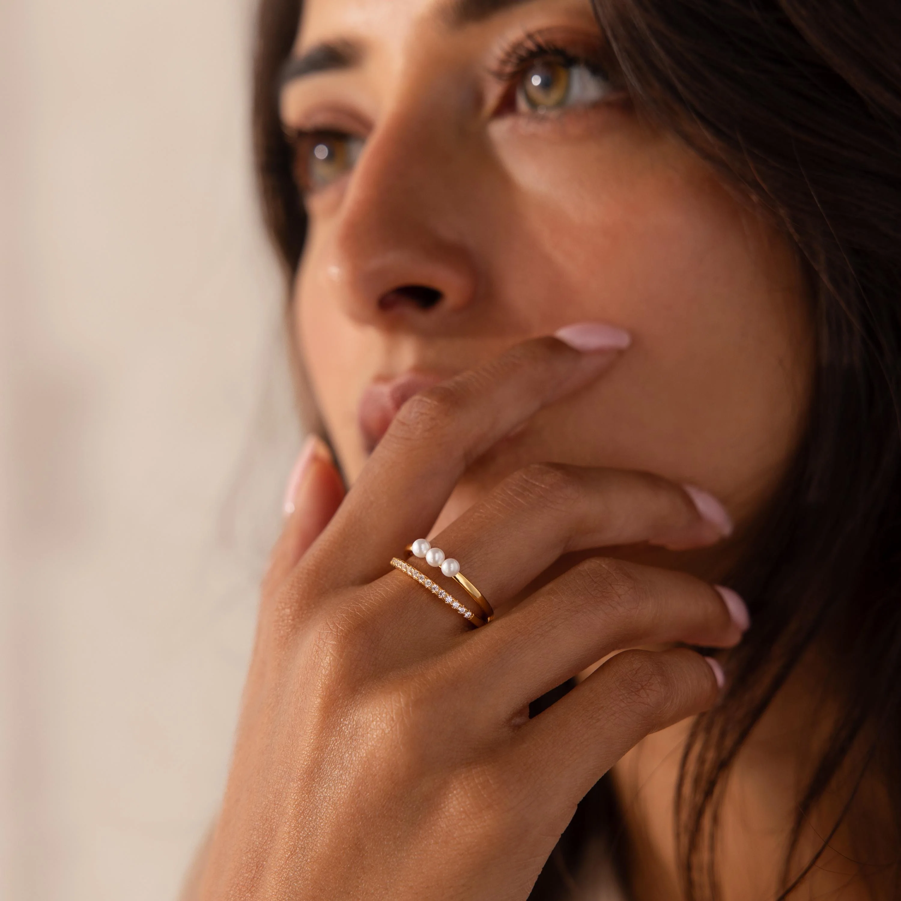 Duo Pave Pearl Ring - Image 4