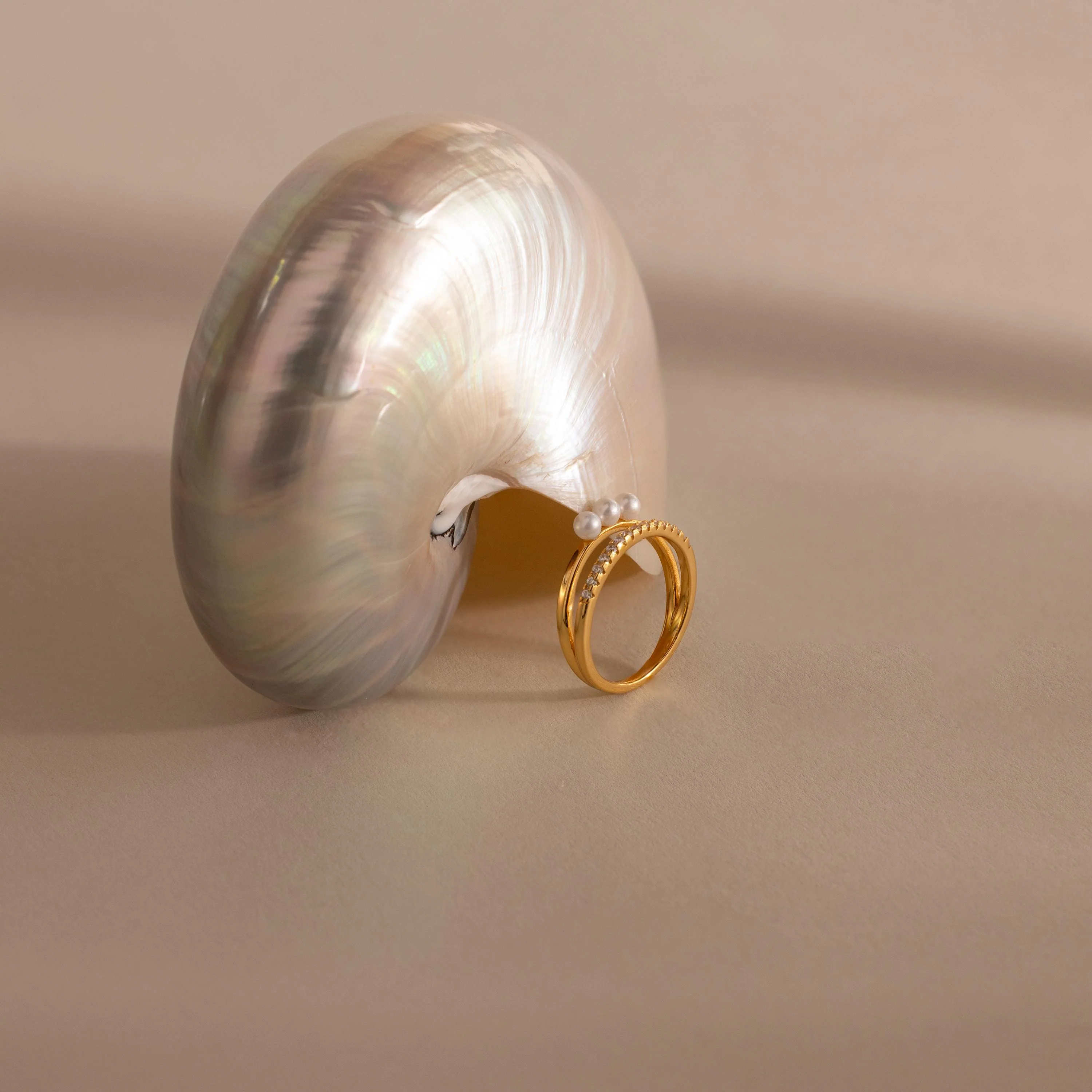 Duo Pave Pearl Ring - Image 5