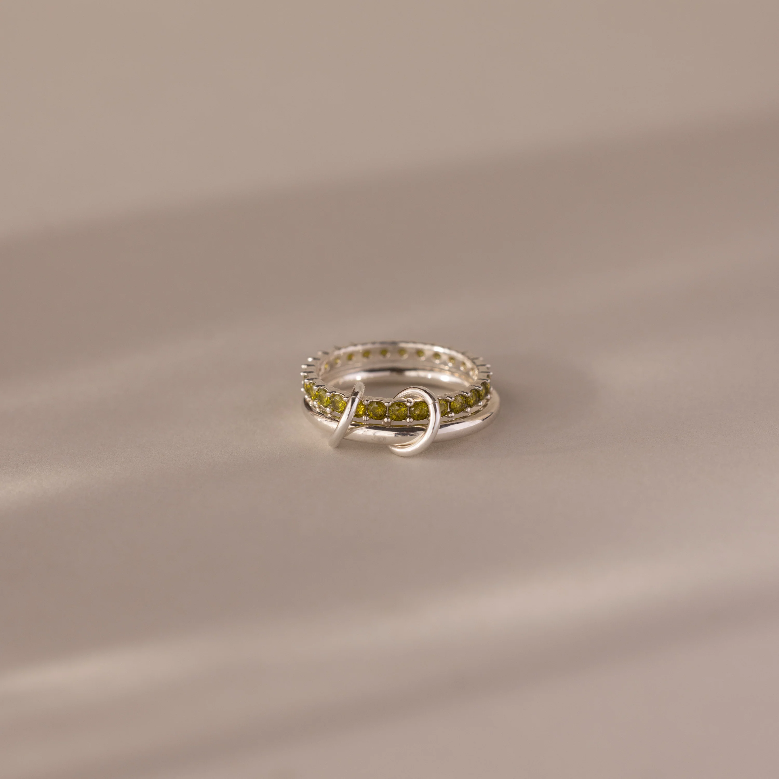 Duo Peridot Tennis Linked Ring Set - Image 3