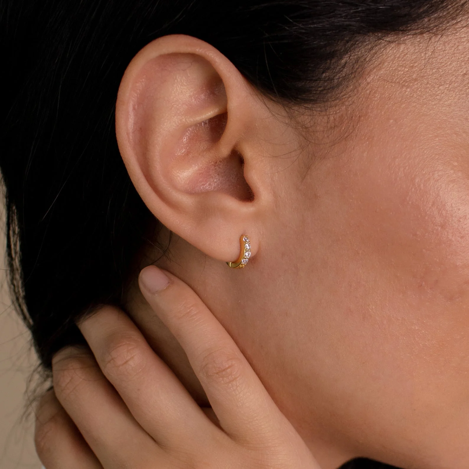 Elise Diamond Huggies in Silver - Image 5