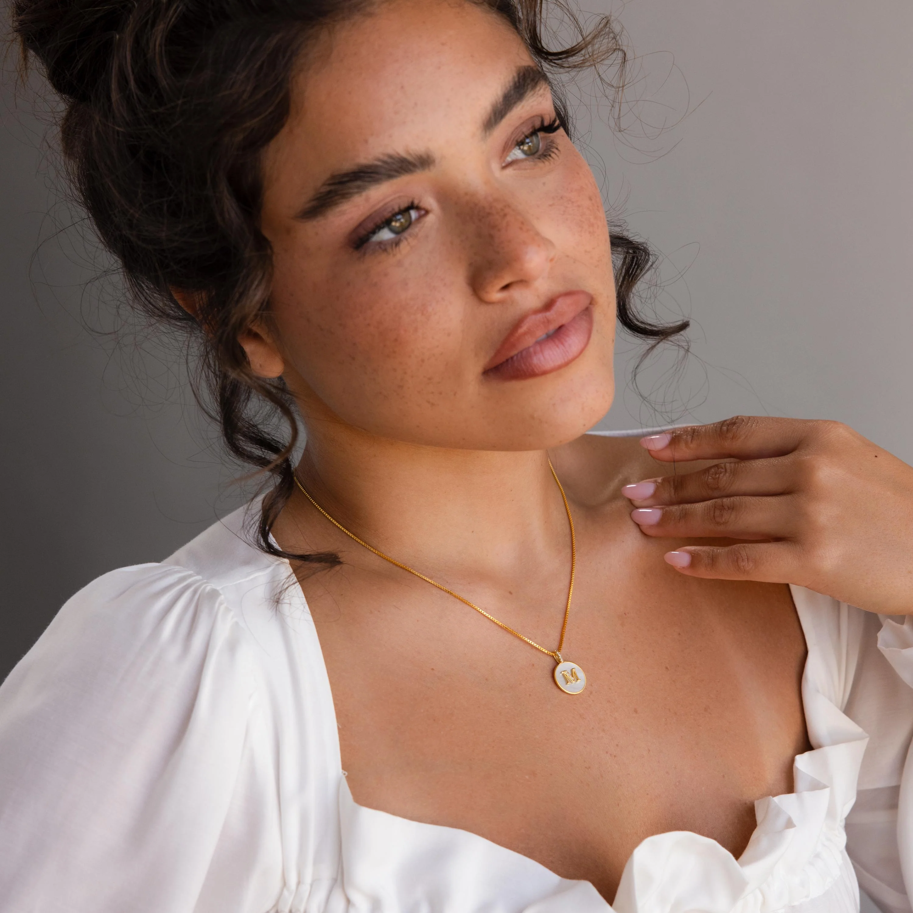 Gemstone Initial Disc Necklace - Image 5