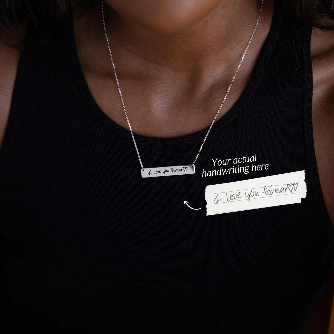 Handwriting Bar Necklace in Silver - Image 4