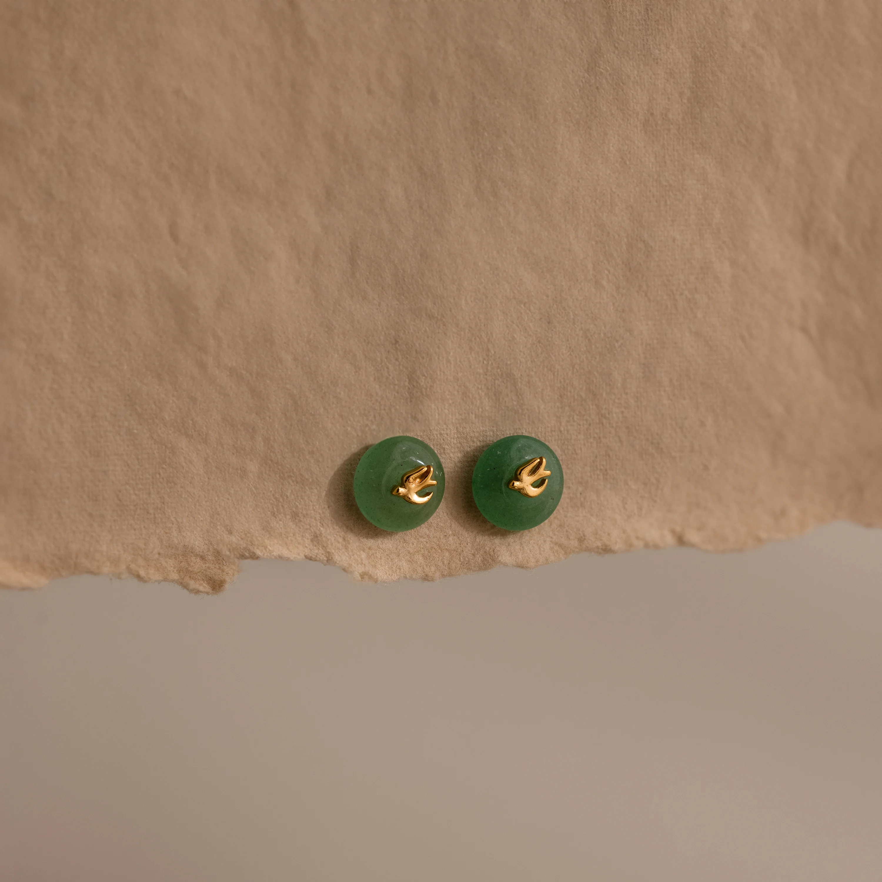 Jade Bird Studs in 18K Gold - Image 3