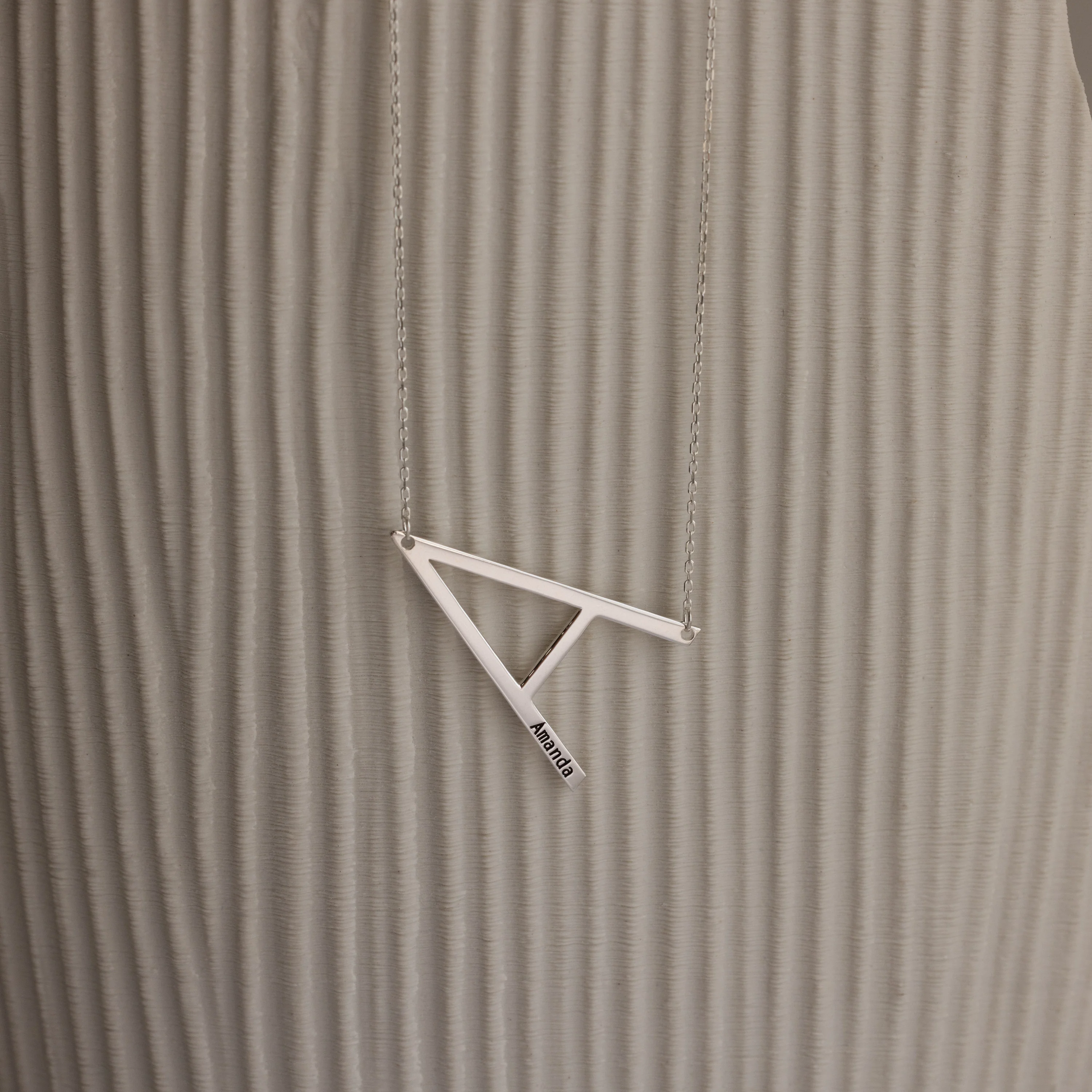 Large Sideways Initial Necklace in Silver