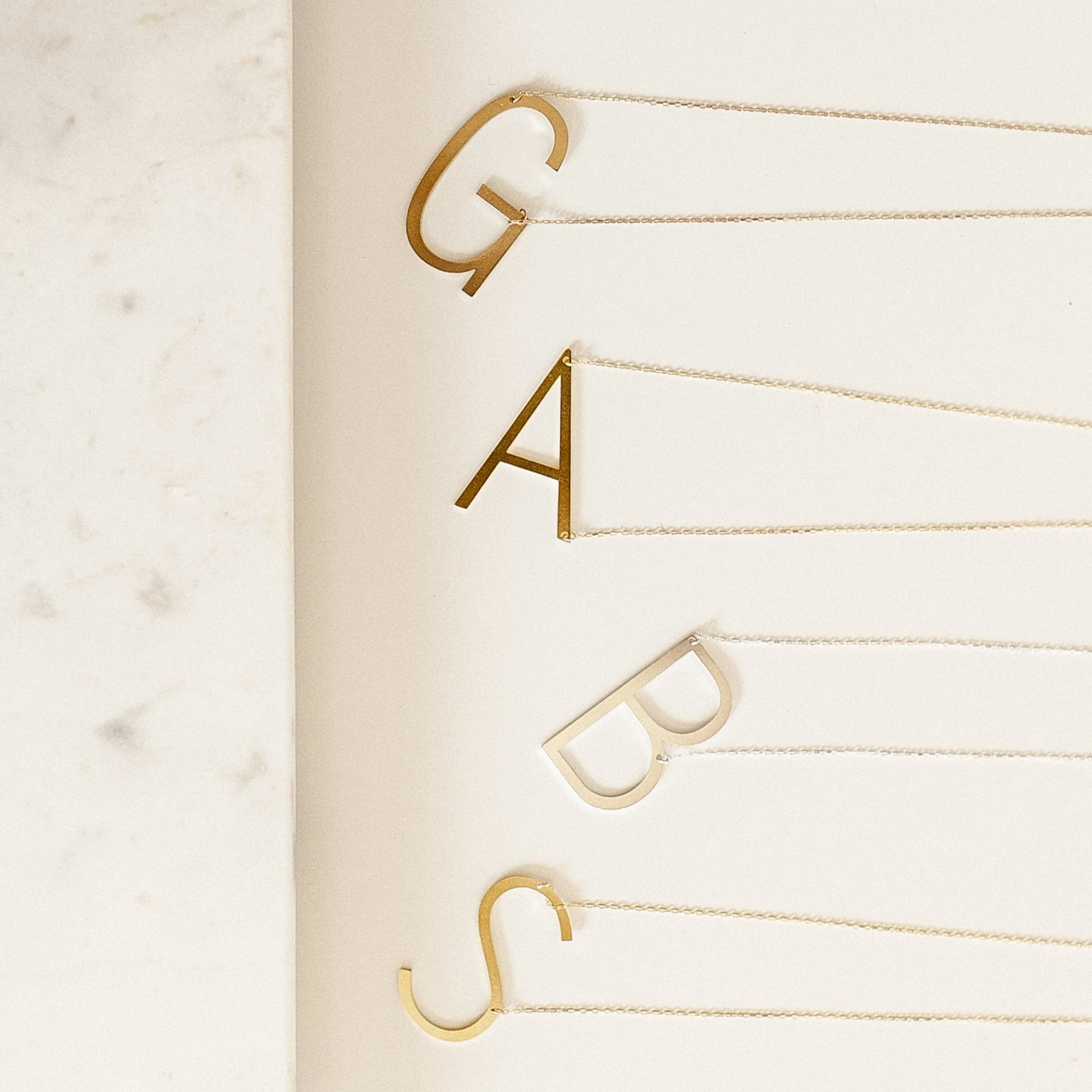 Large Sideways Initial Necklace in Silver - Image 3