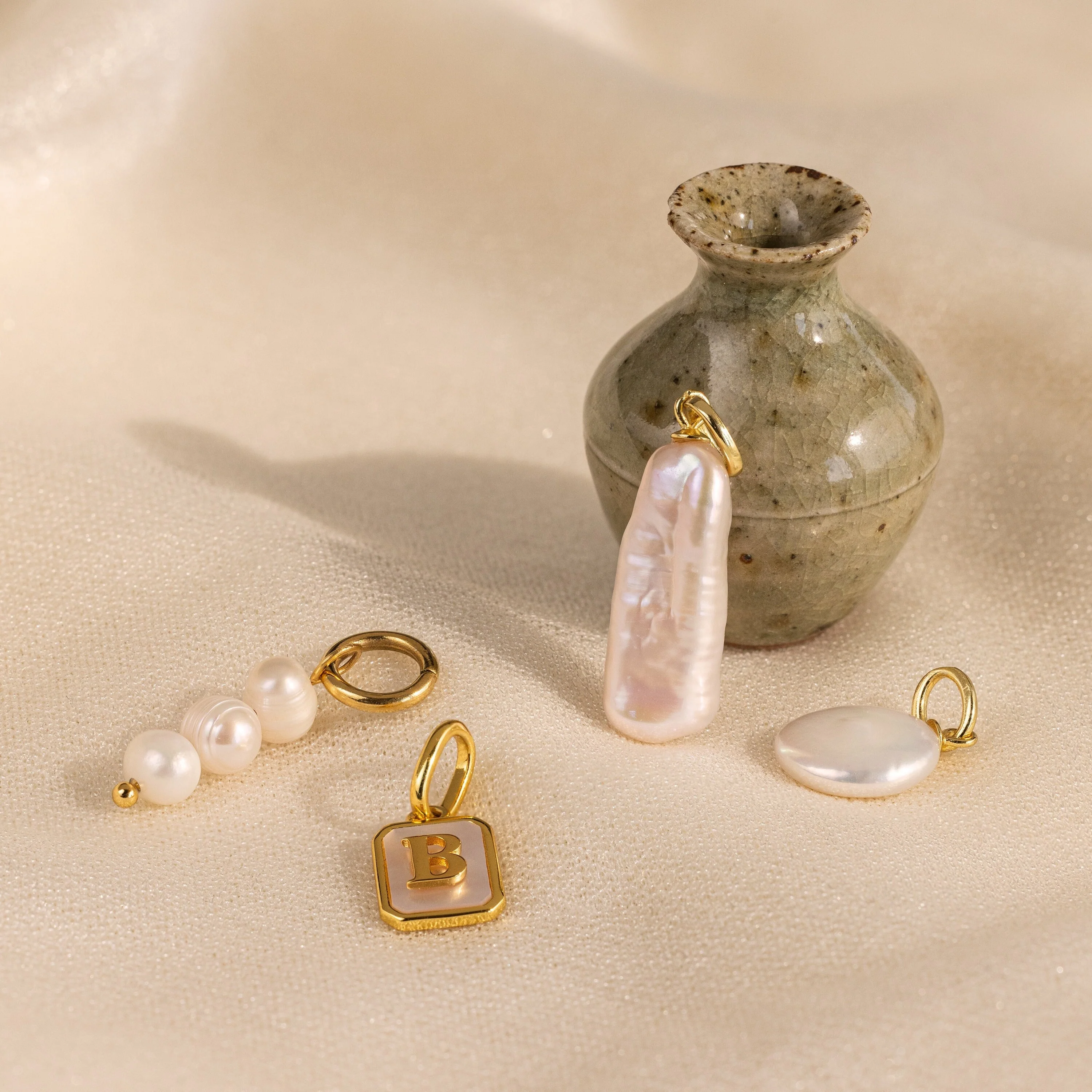 Long Baroque Pearl Charm in Silver - Image 5