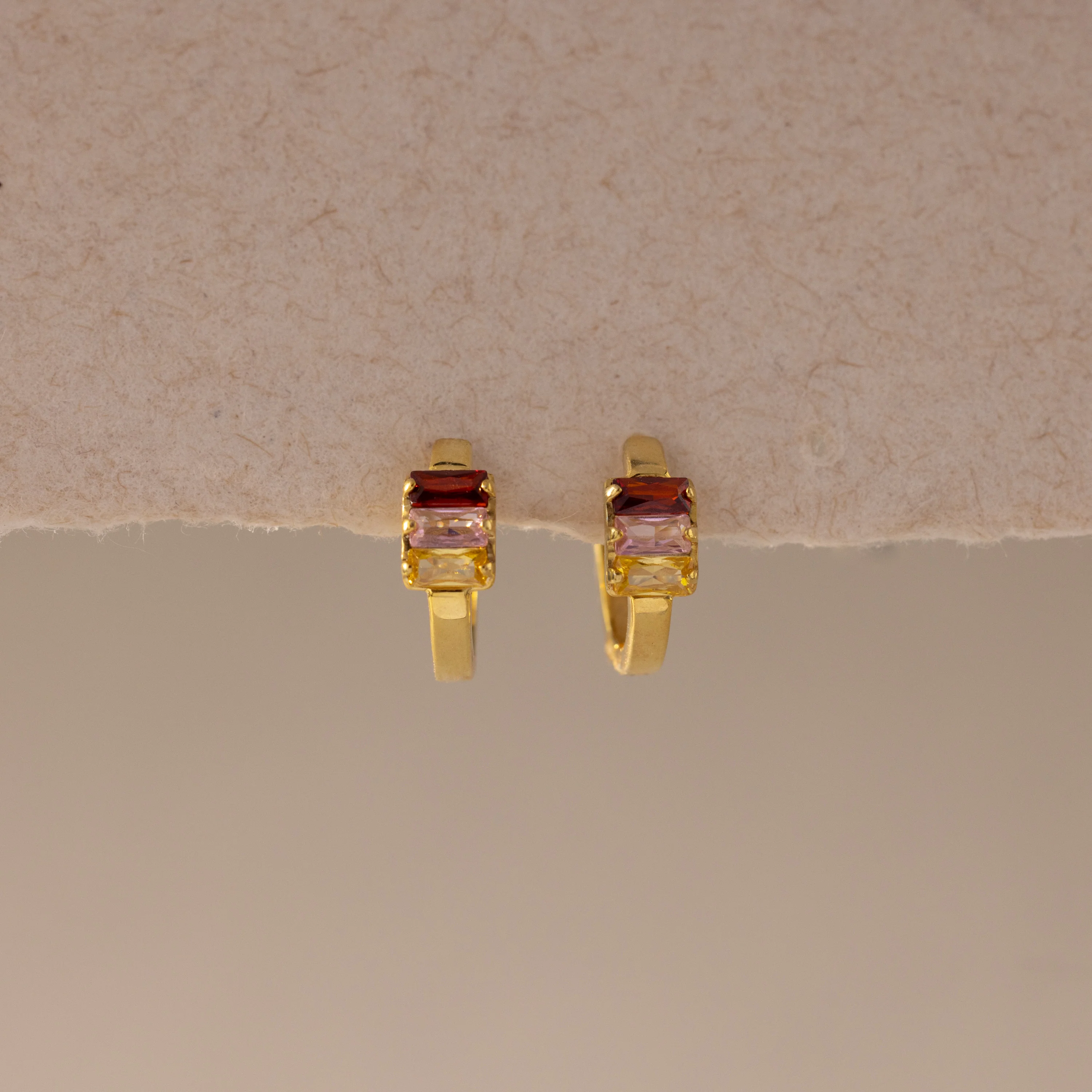Multiple Baguette Birthstone Huggies in 18K Gold