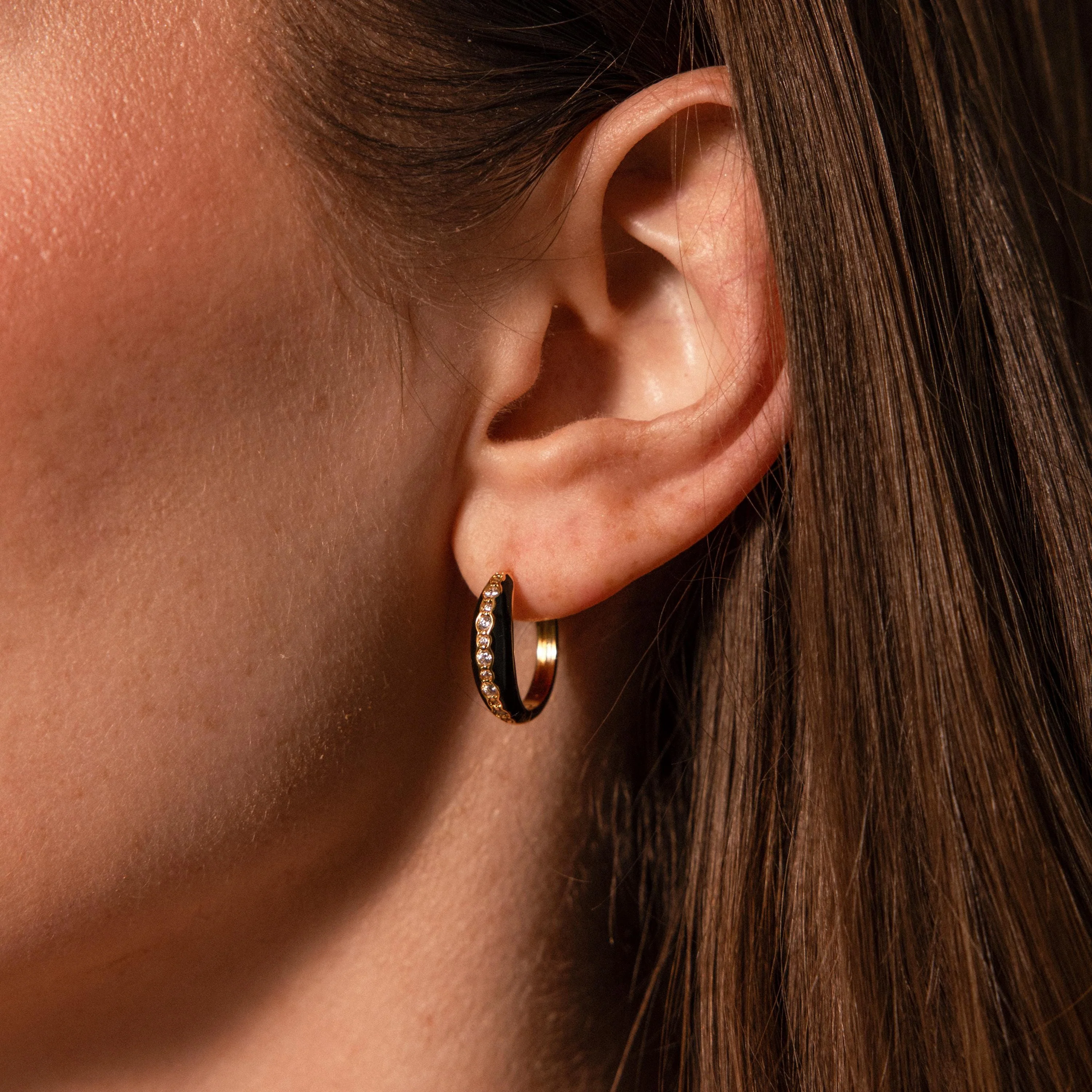 Noir Pave Dome Hoops - Image 2