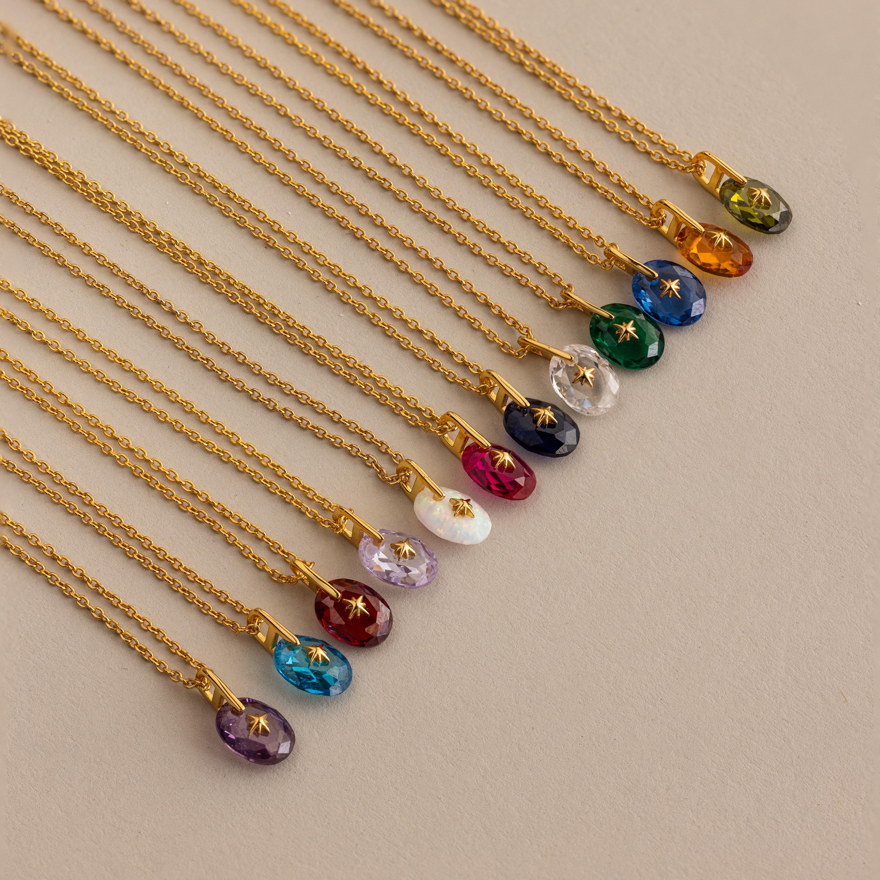 North Star Birthstone Signet Necklace in Emerald - Image 3
