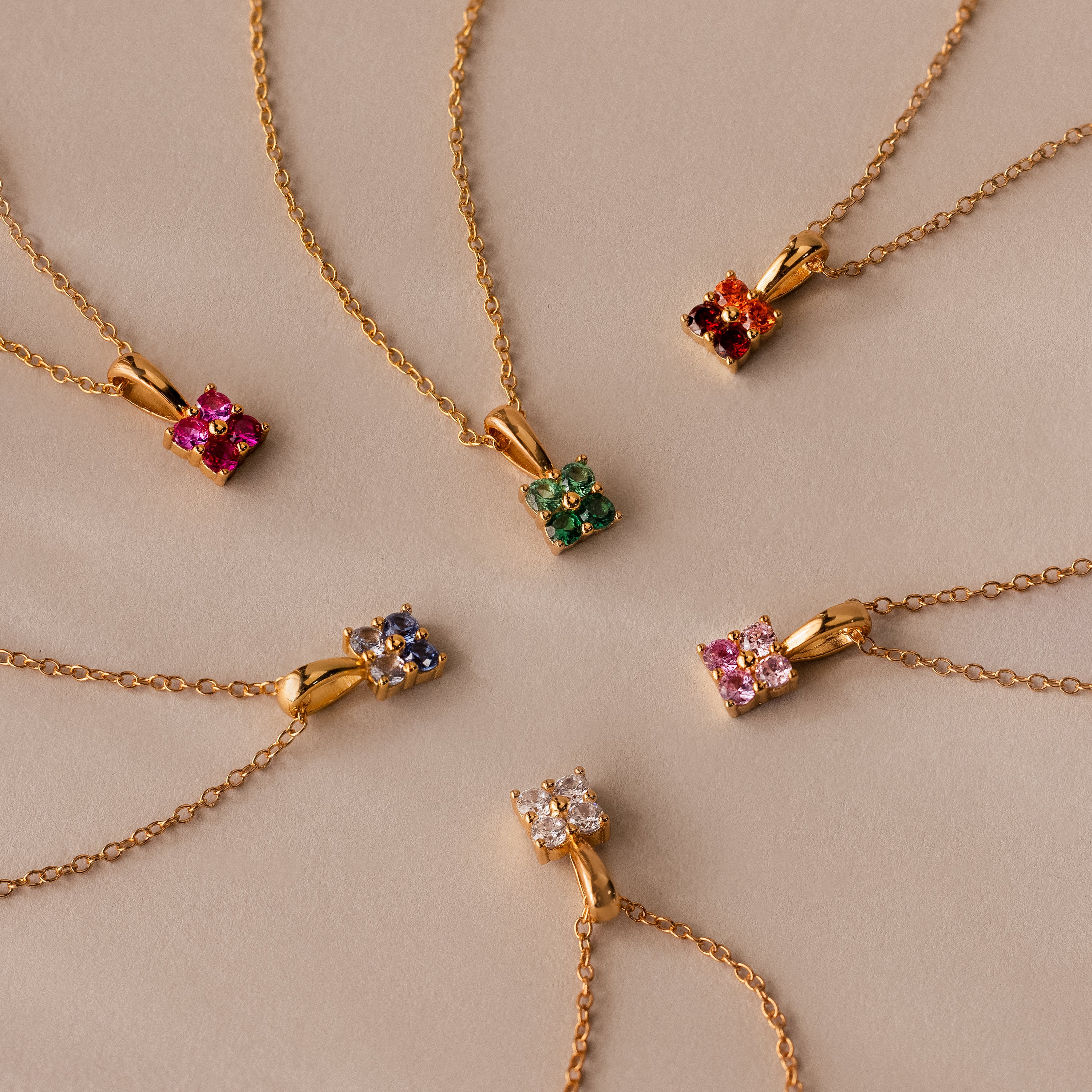 Ombre Birthstone Flower Necklace - Image 2