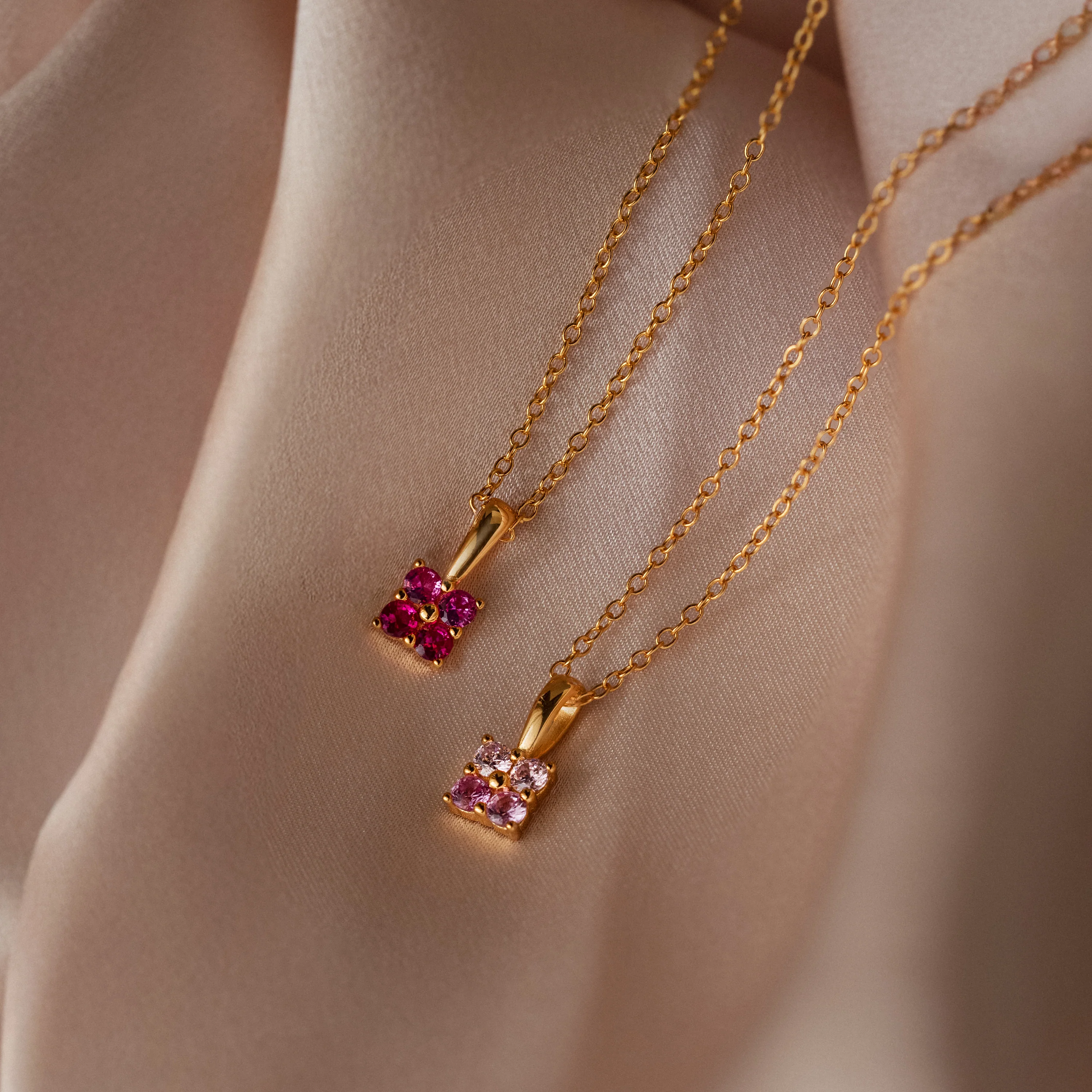 Ombre Ruby Flower Necklace - Image 5