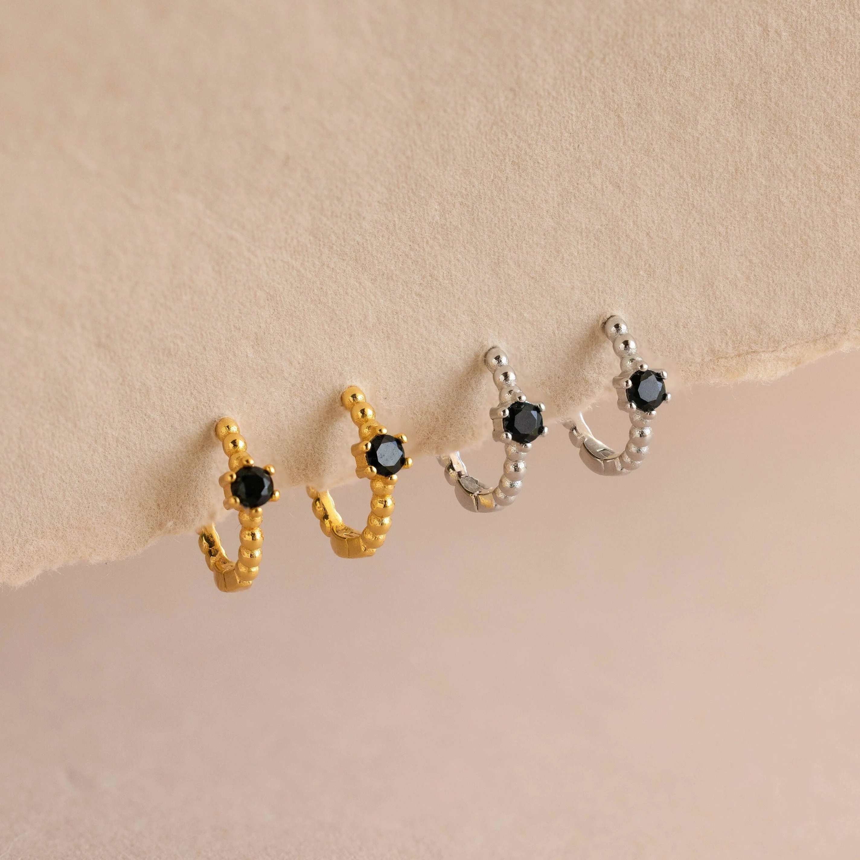 Onyx Beaded Huggies - Image 3
