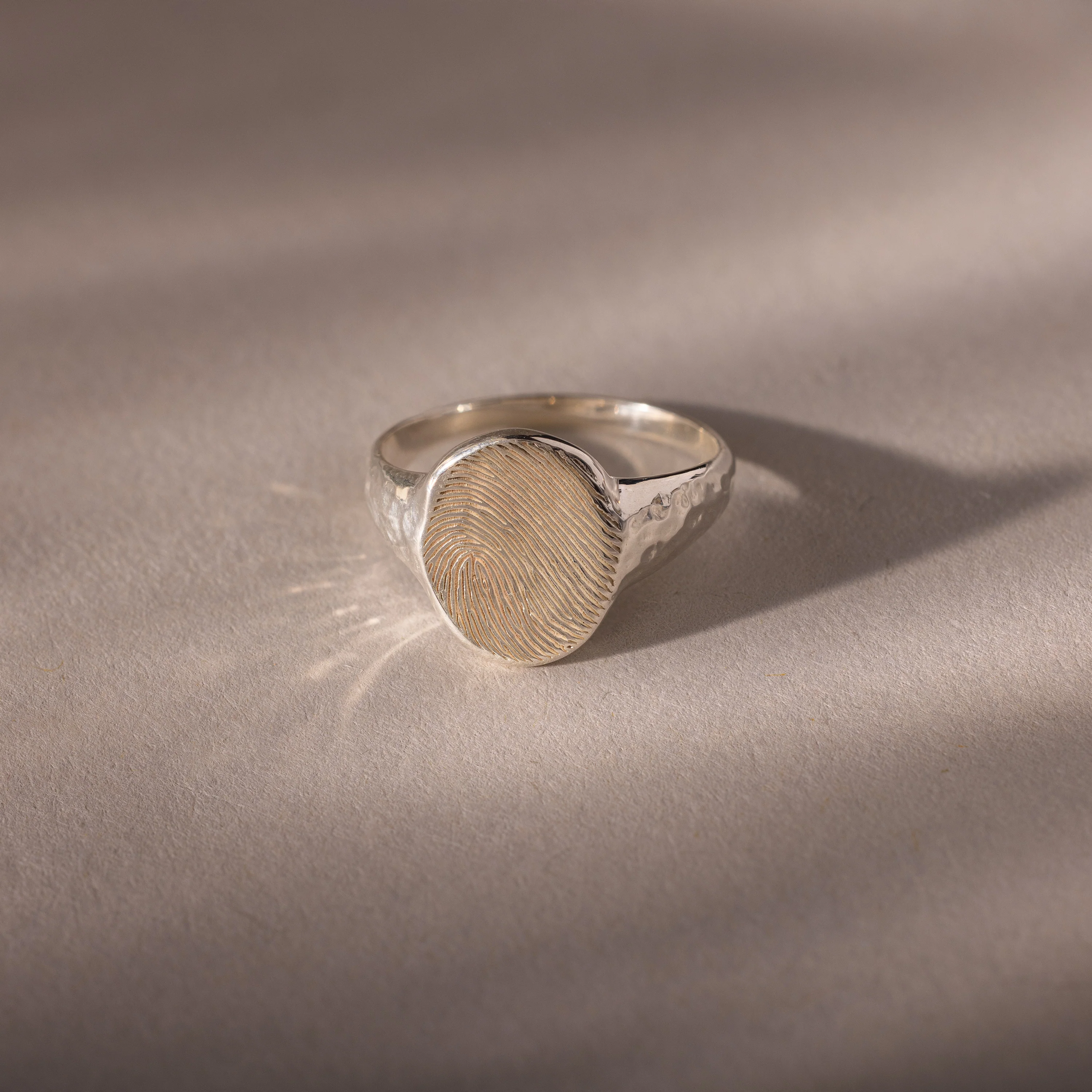 Organic Fingerprint Signet Ring in Silver