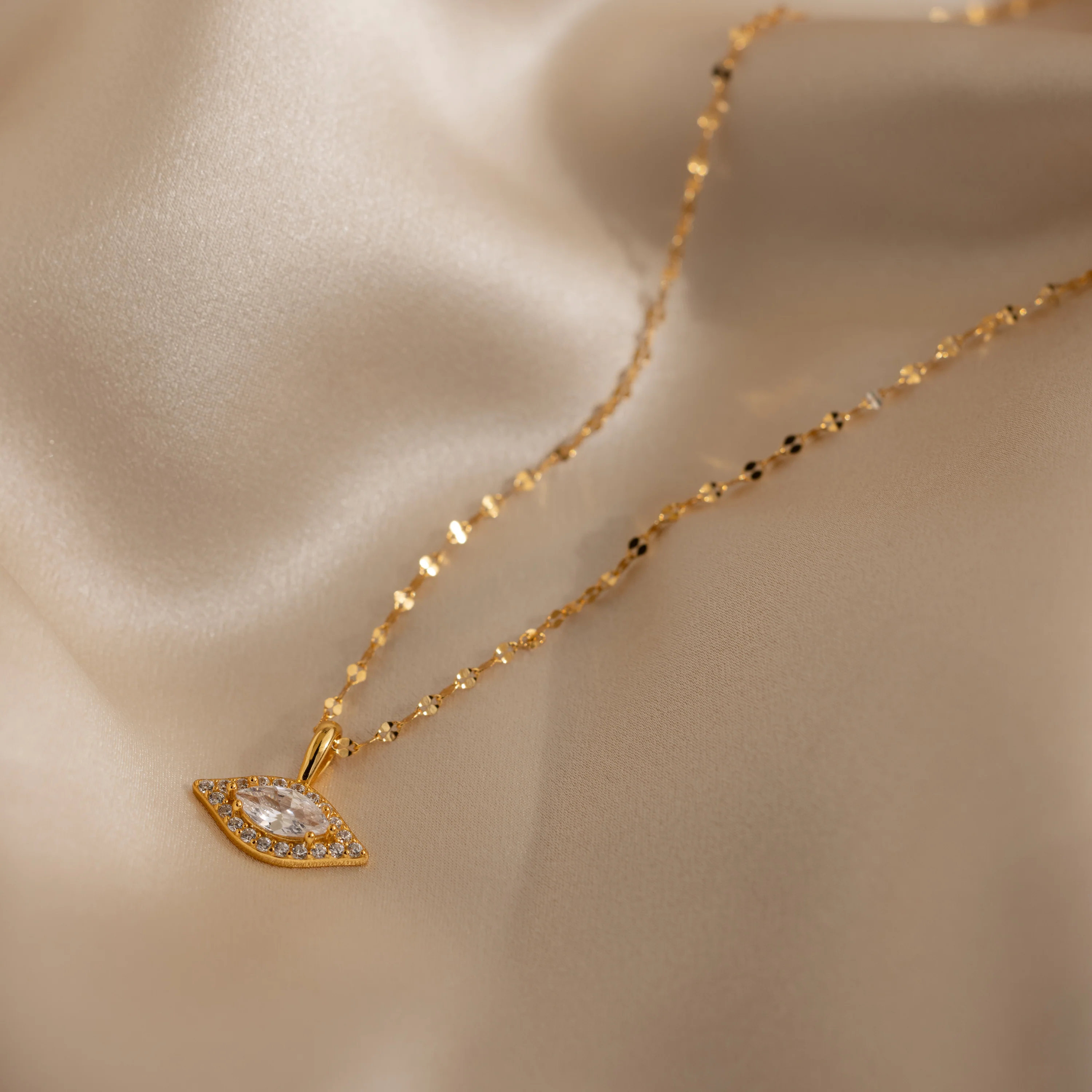 Pave Evil Eye Charm in 18K Gold - Image 7