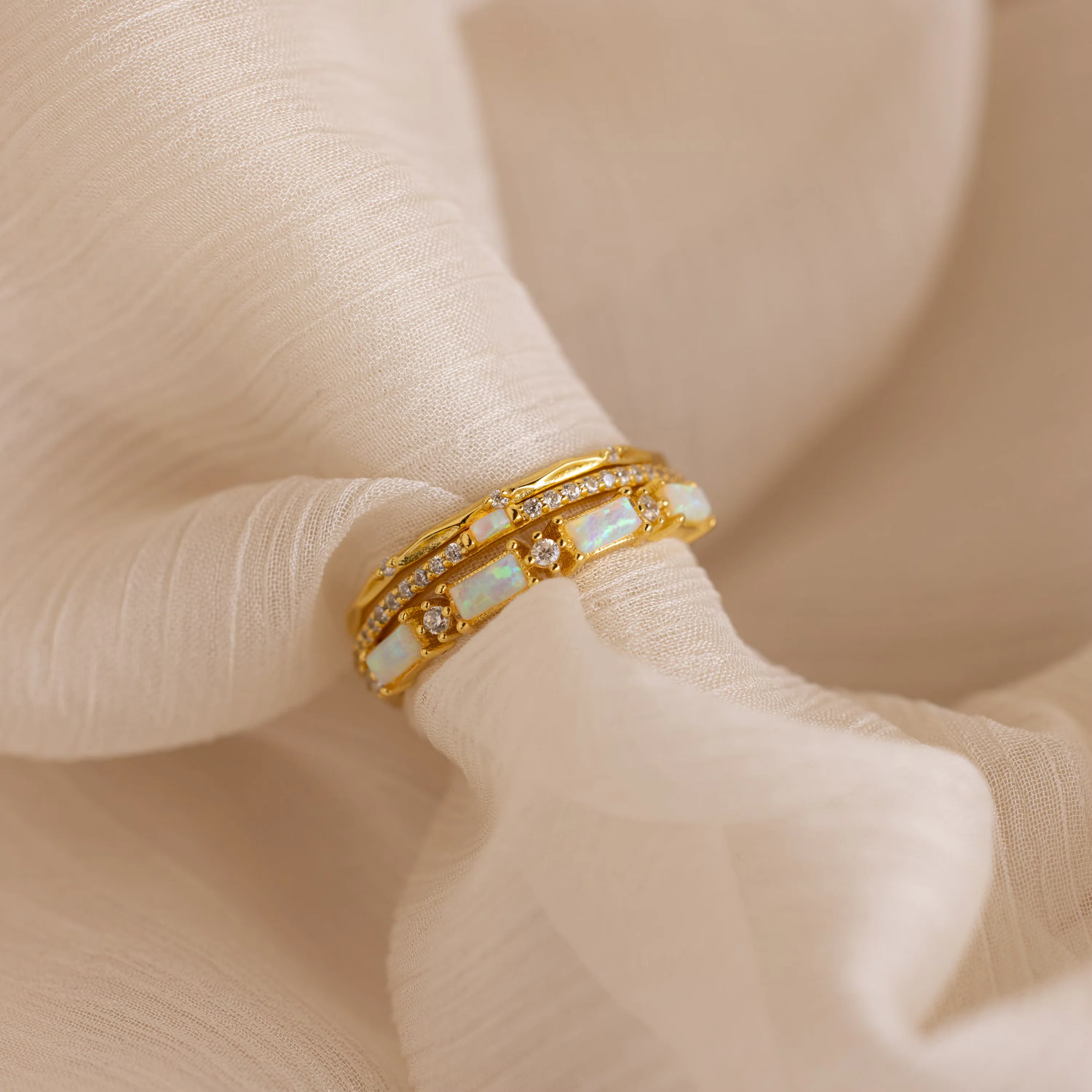 Pave Opal Ring Set in 18K Gold