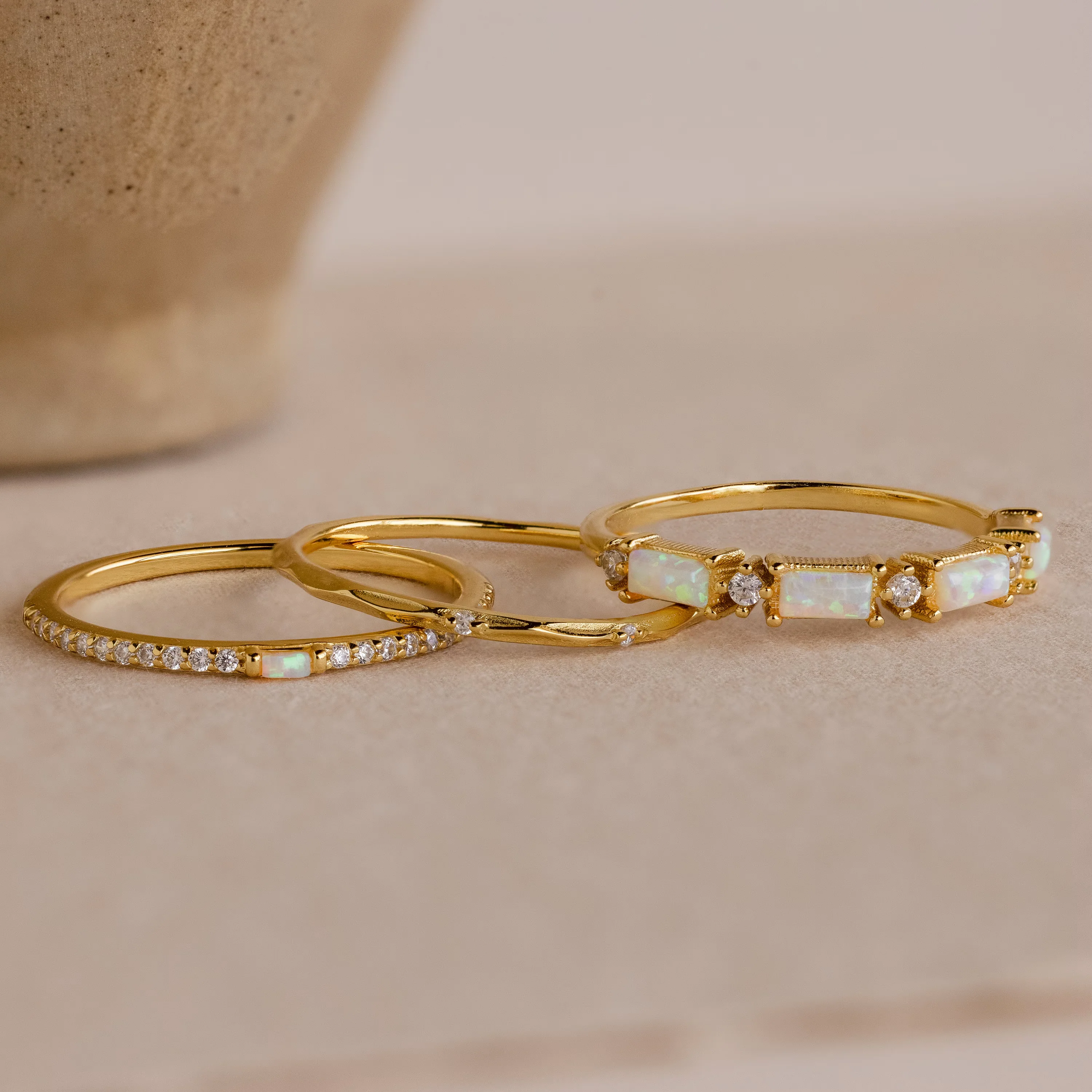 Pave Opal Ring Set in 18K Gold - Image 4