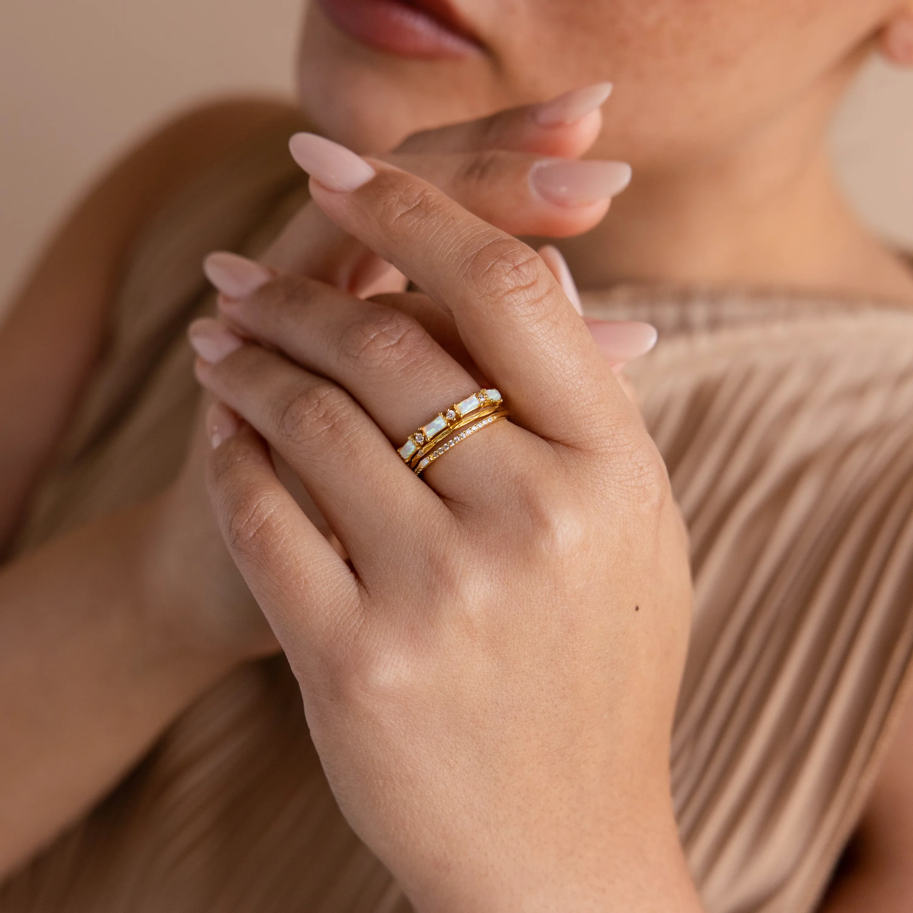 Pave Opal Ring Set in 18K Gold - Image 2
