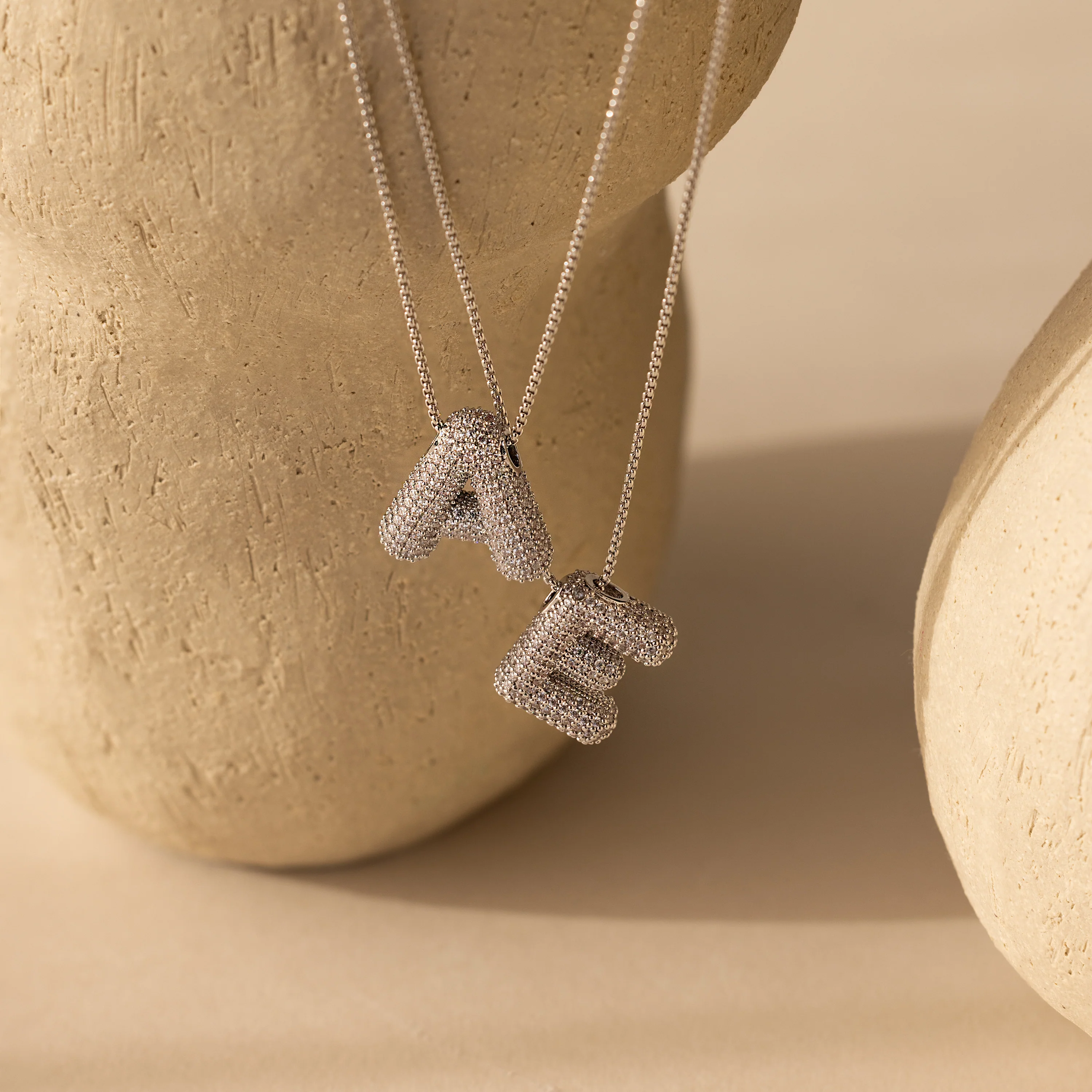 Pave Puff Letter Necklace - Image 7