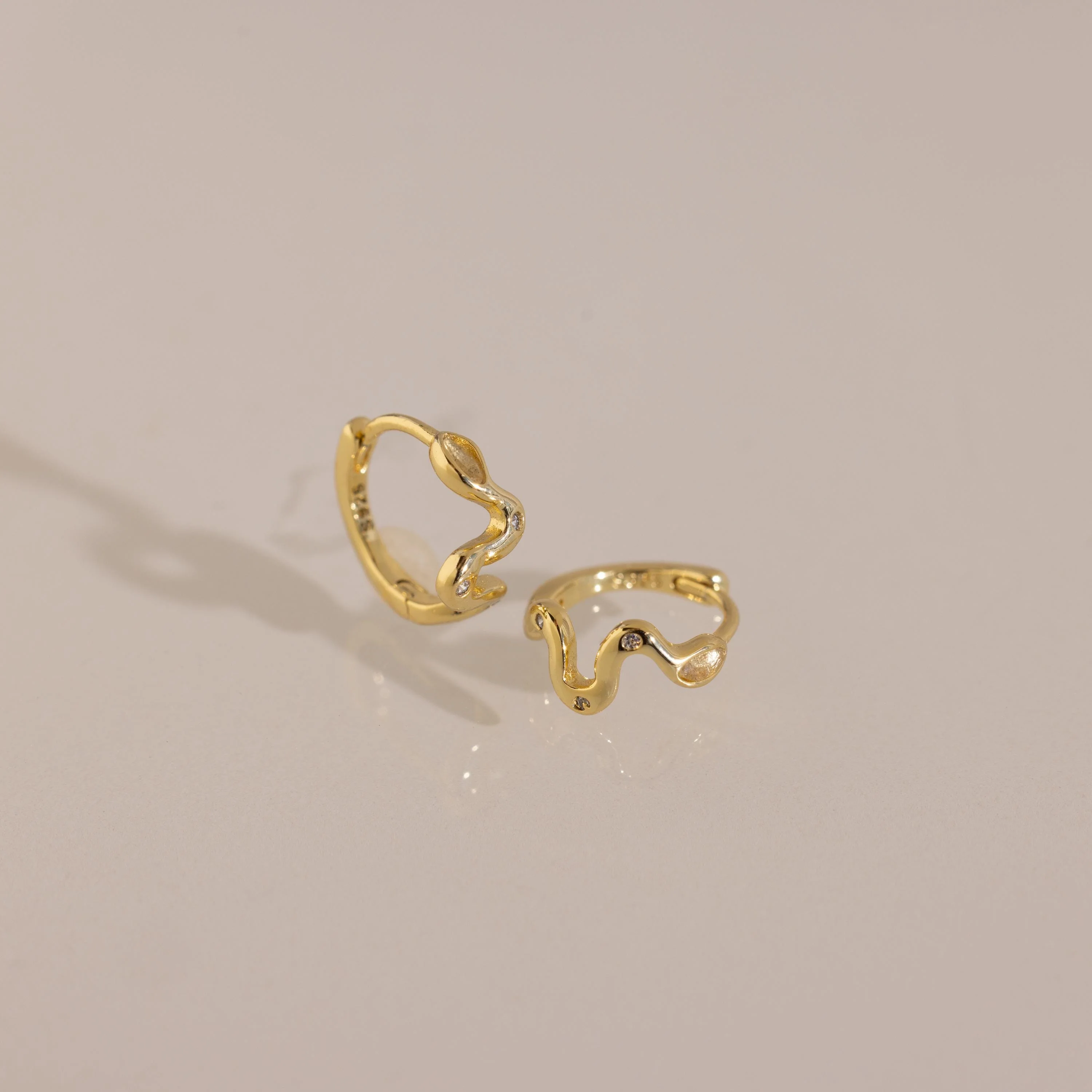 Pave Viper Huggies in 18K Gold