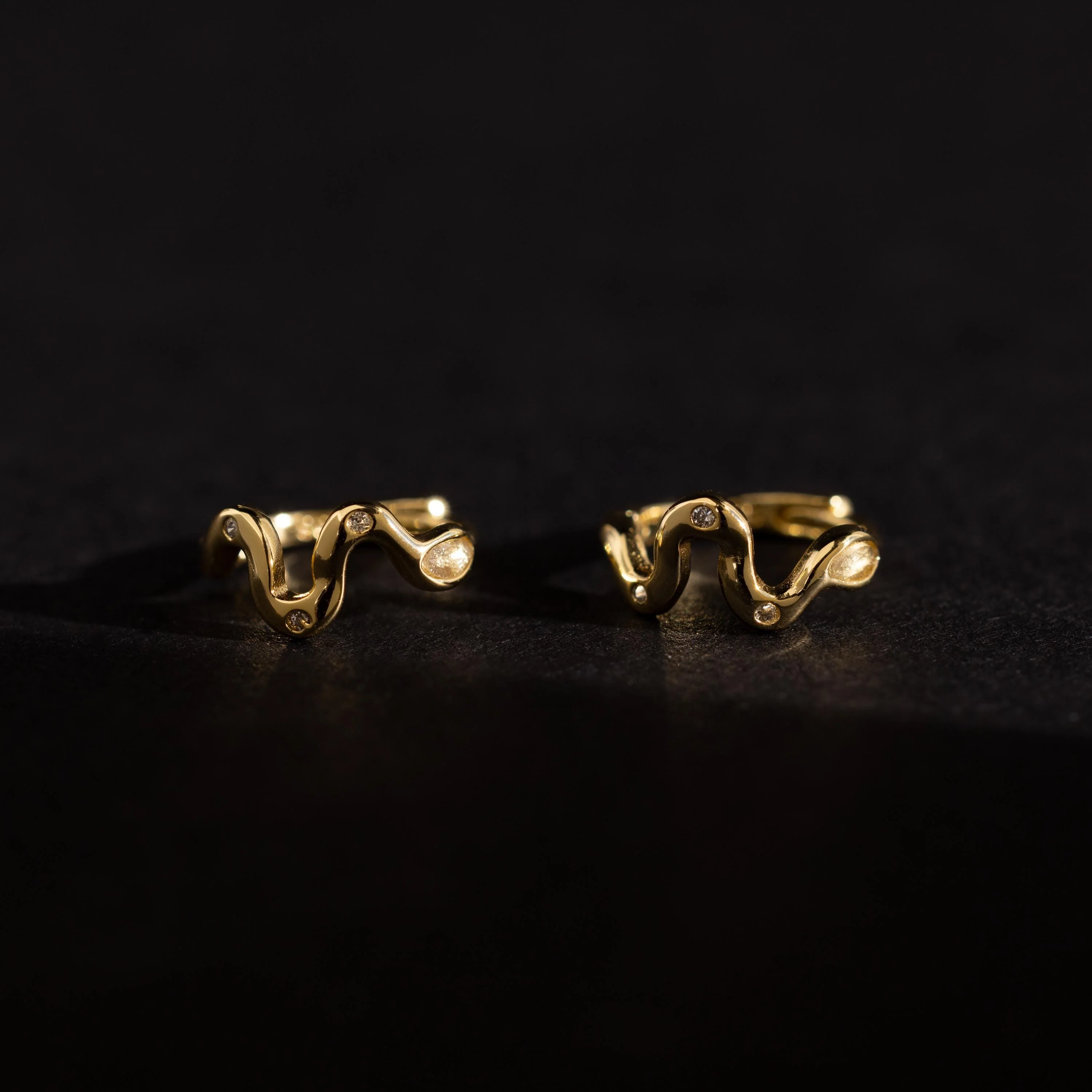 Pave Viper Huggies in 18K Gold - Image 3