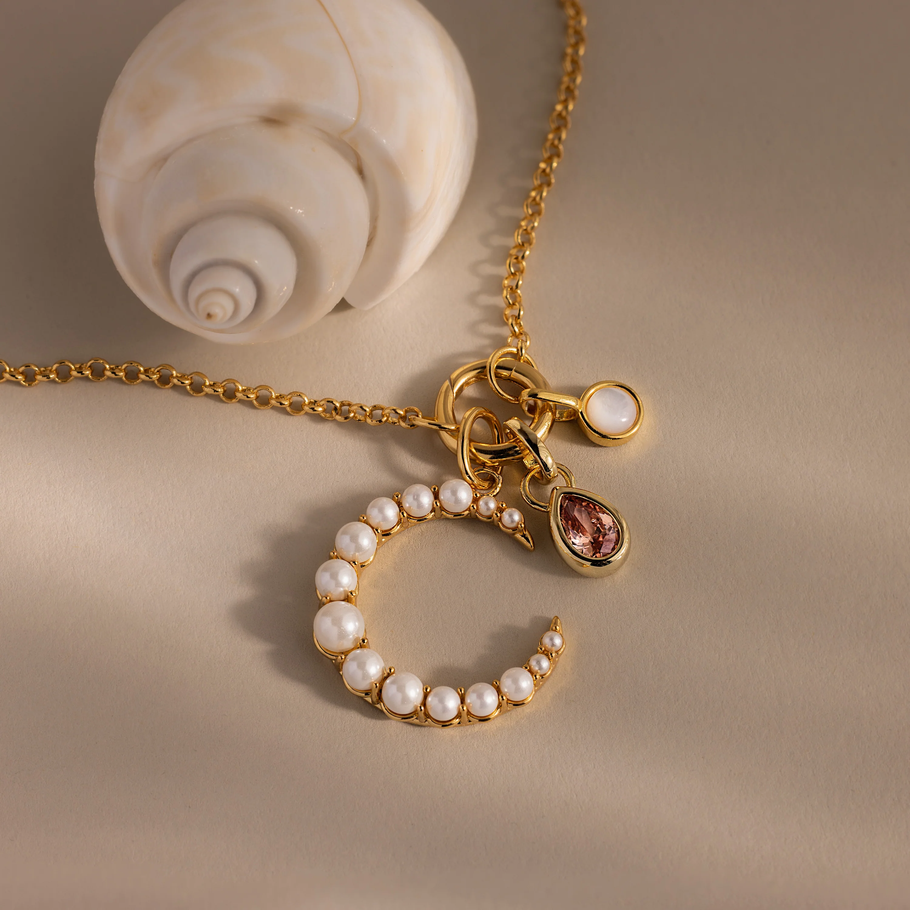 Pearl Moon Charm in 18K Gold - Image 3