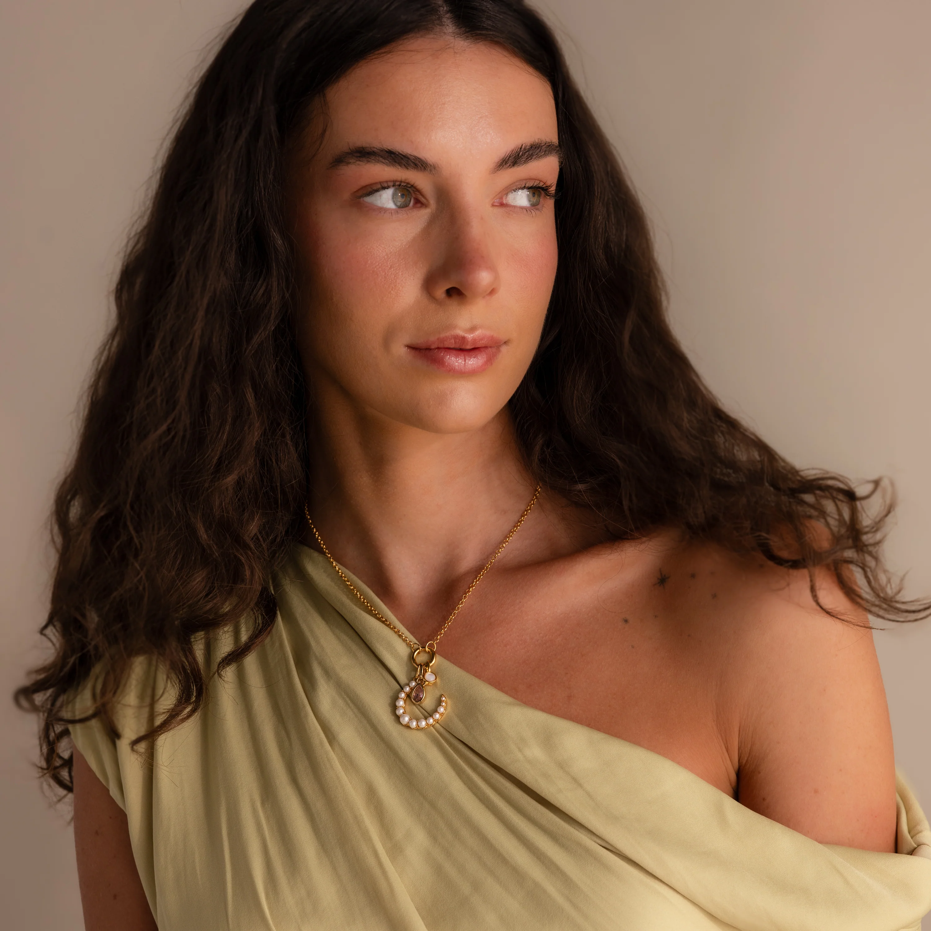 Pearl Moon Charm in 18K Gold - Image 4