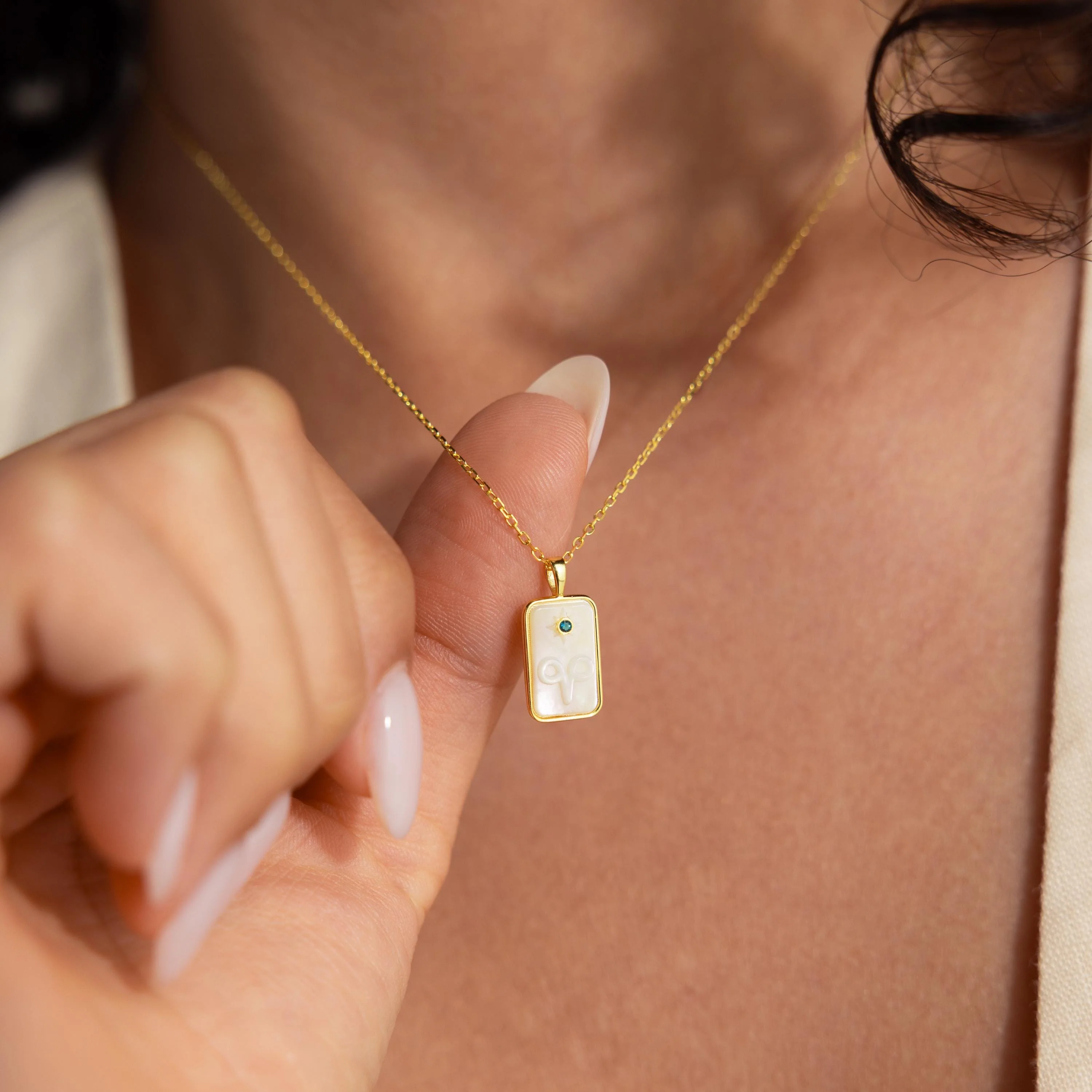 Pearl Zodiac Birthstone Necklace in 18K Gold - Image 2