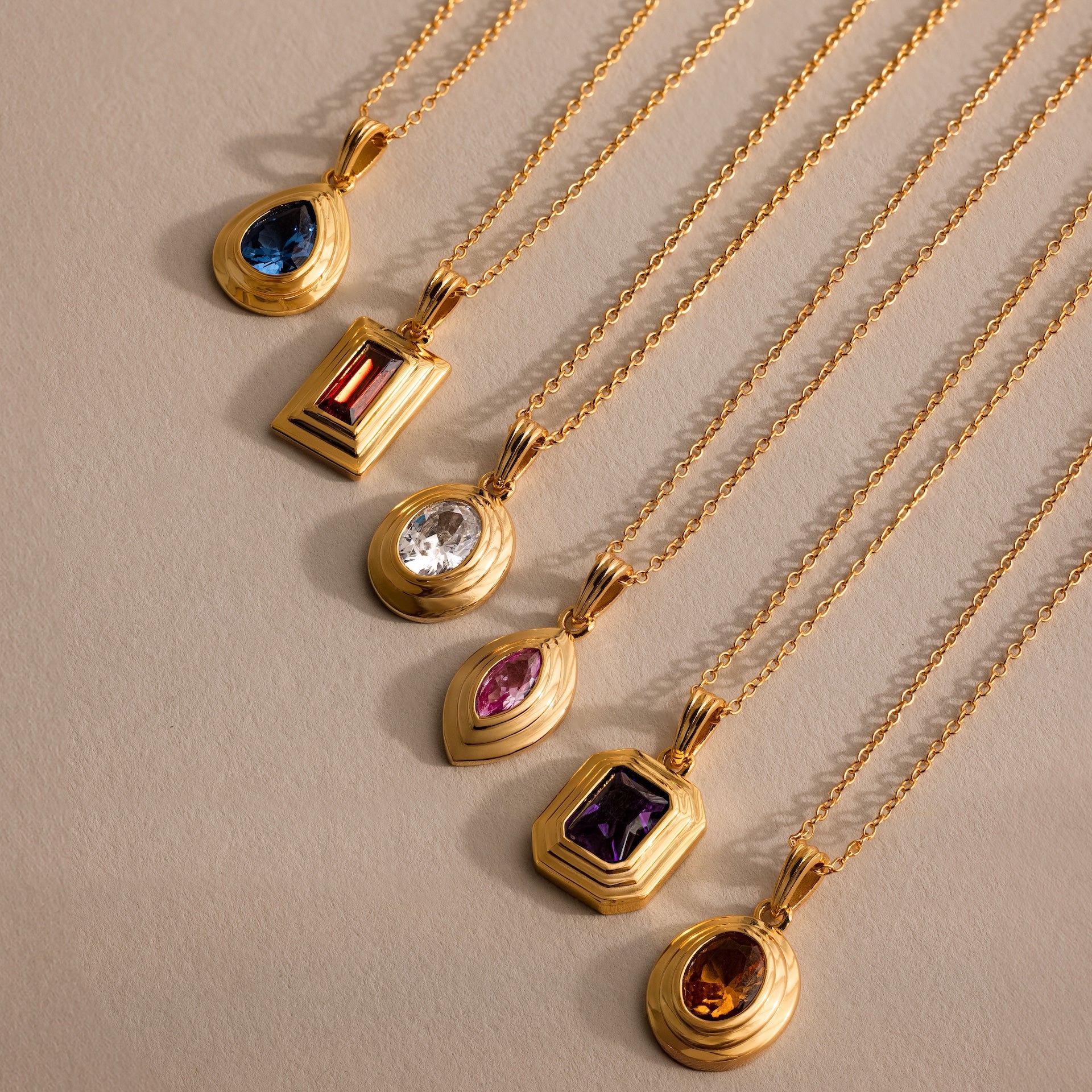 Ribbed Birthstone Pendant Necklace - Image 7
