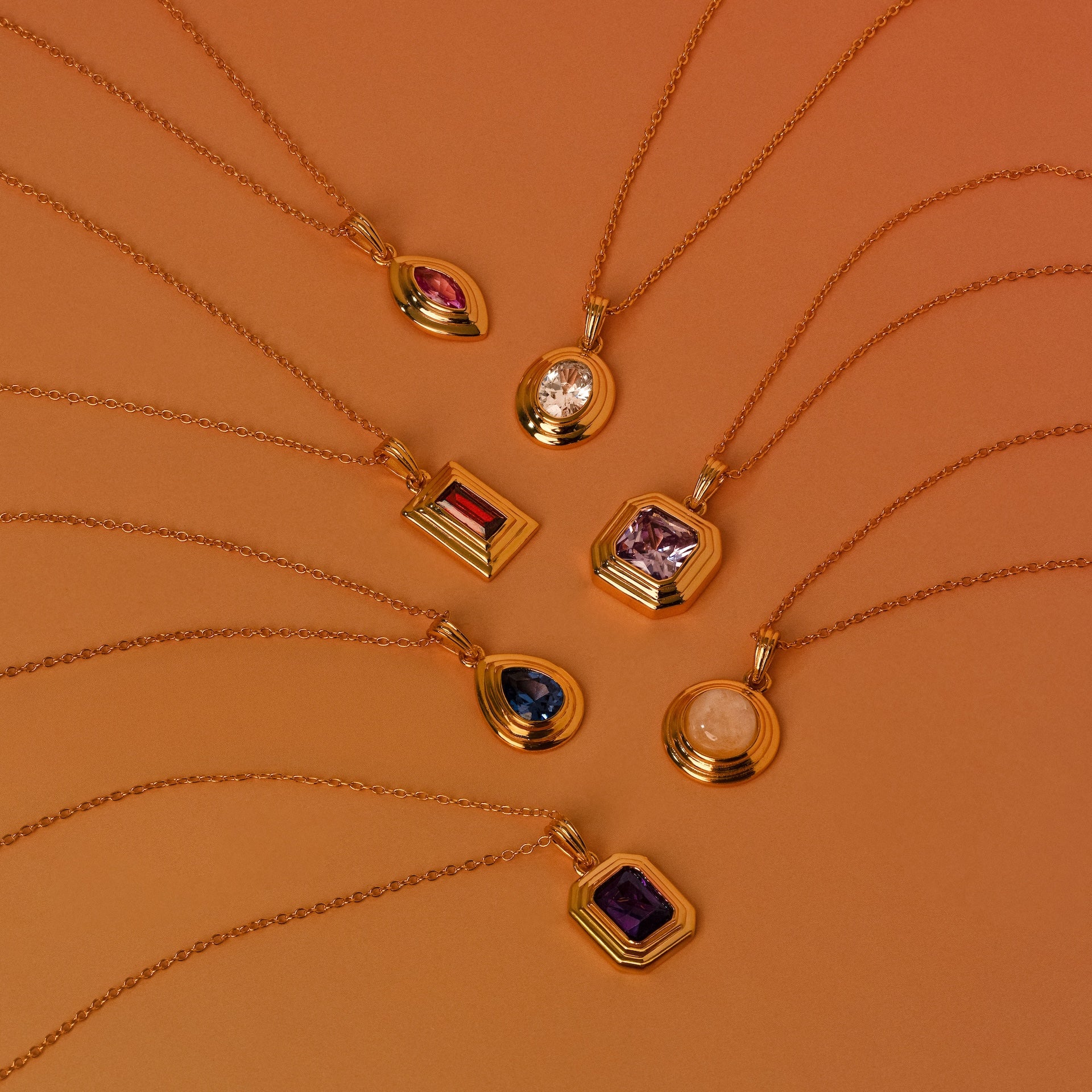 Ribbed Birthstone Pendant Necklace - Image 9