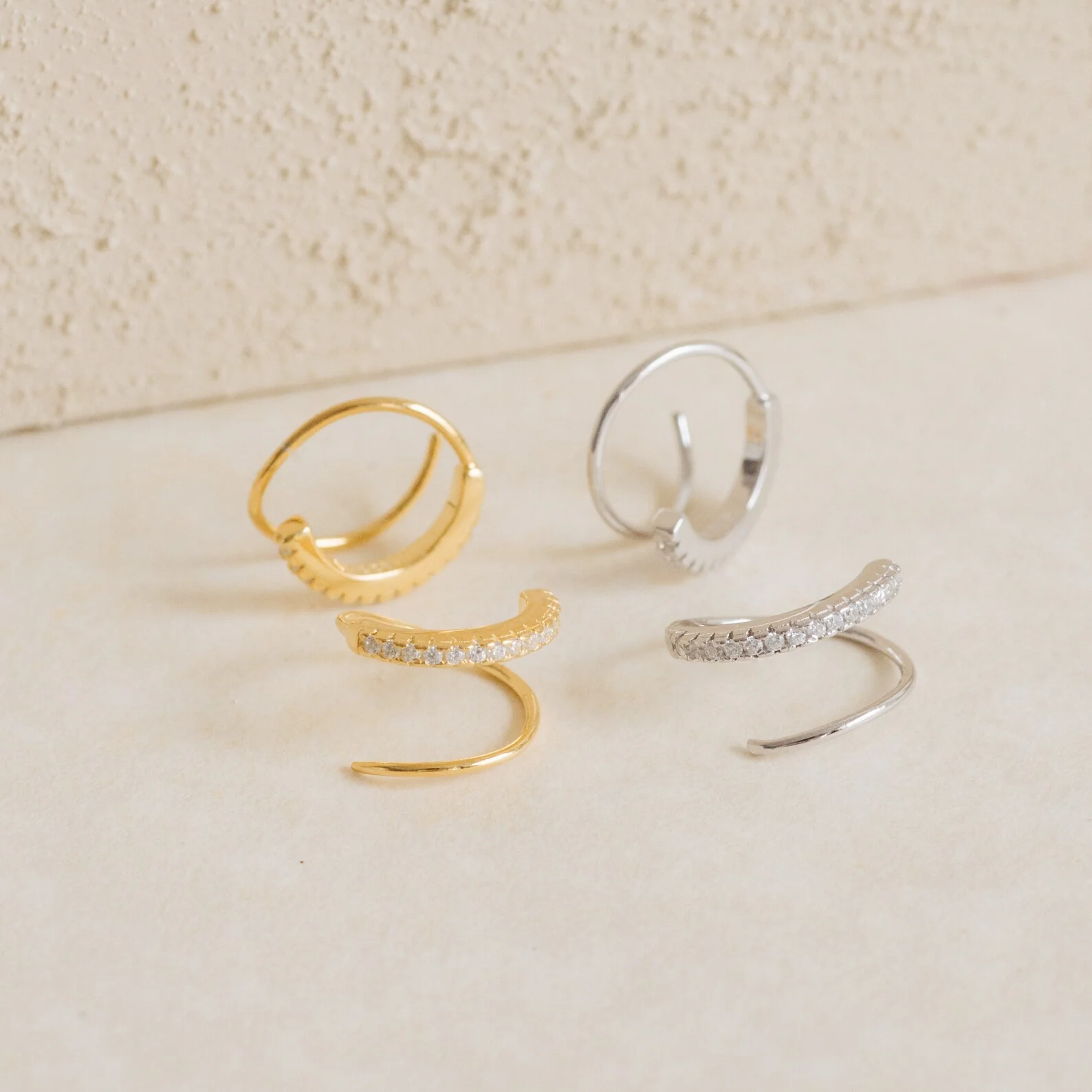 River Pave Wire Huggies - Image 4