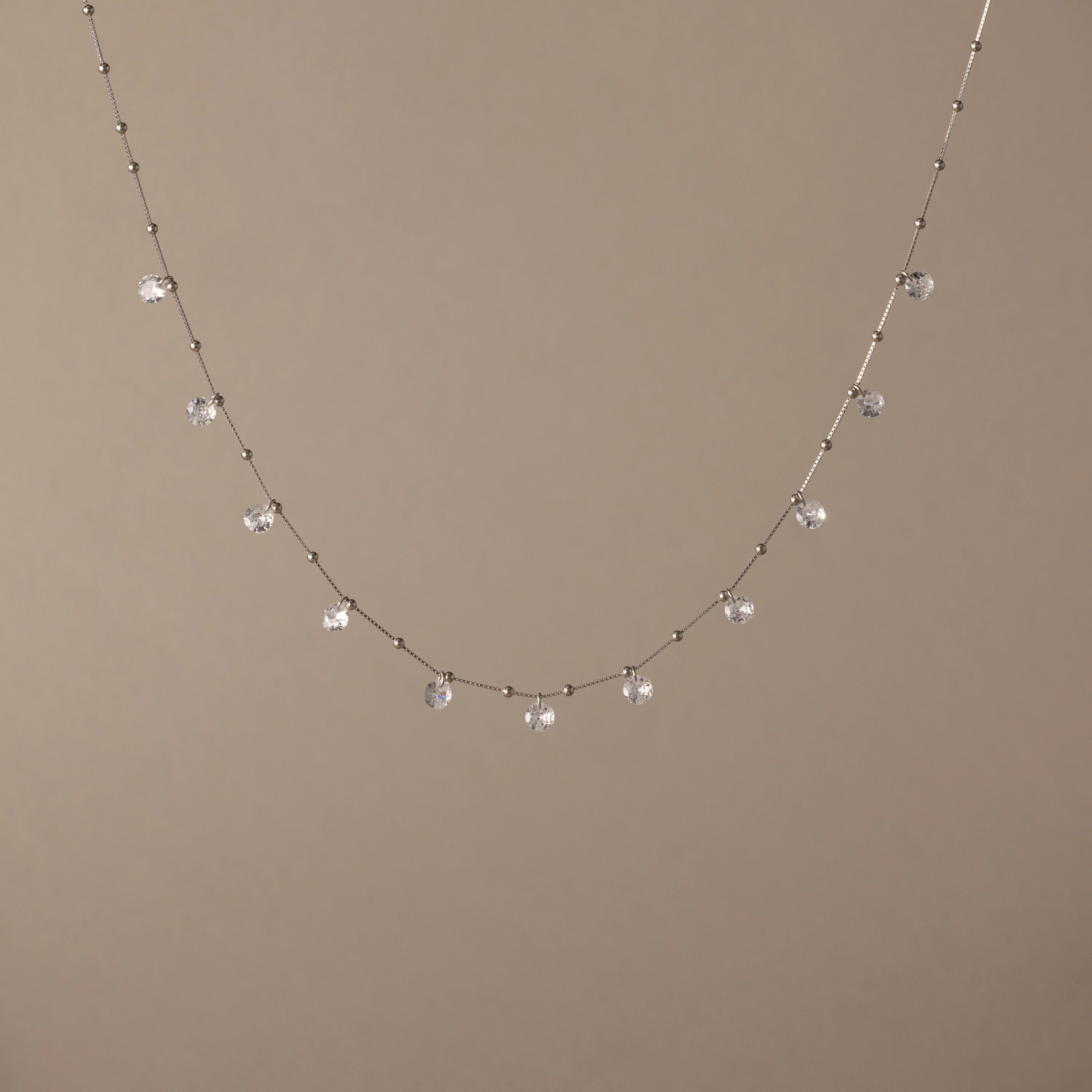 Satellite Diamond Necklace in Silver