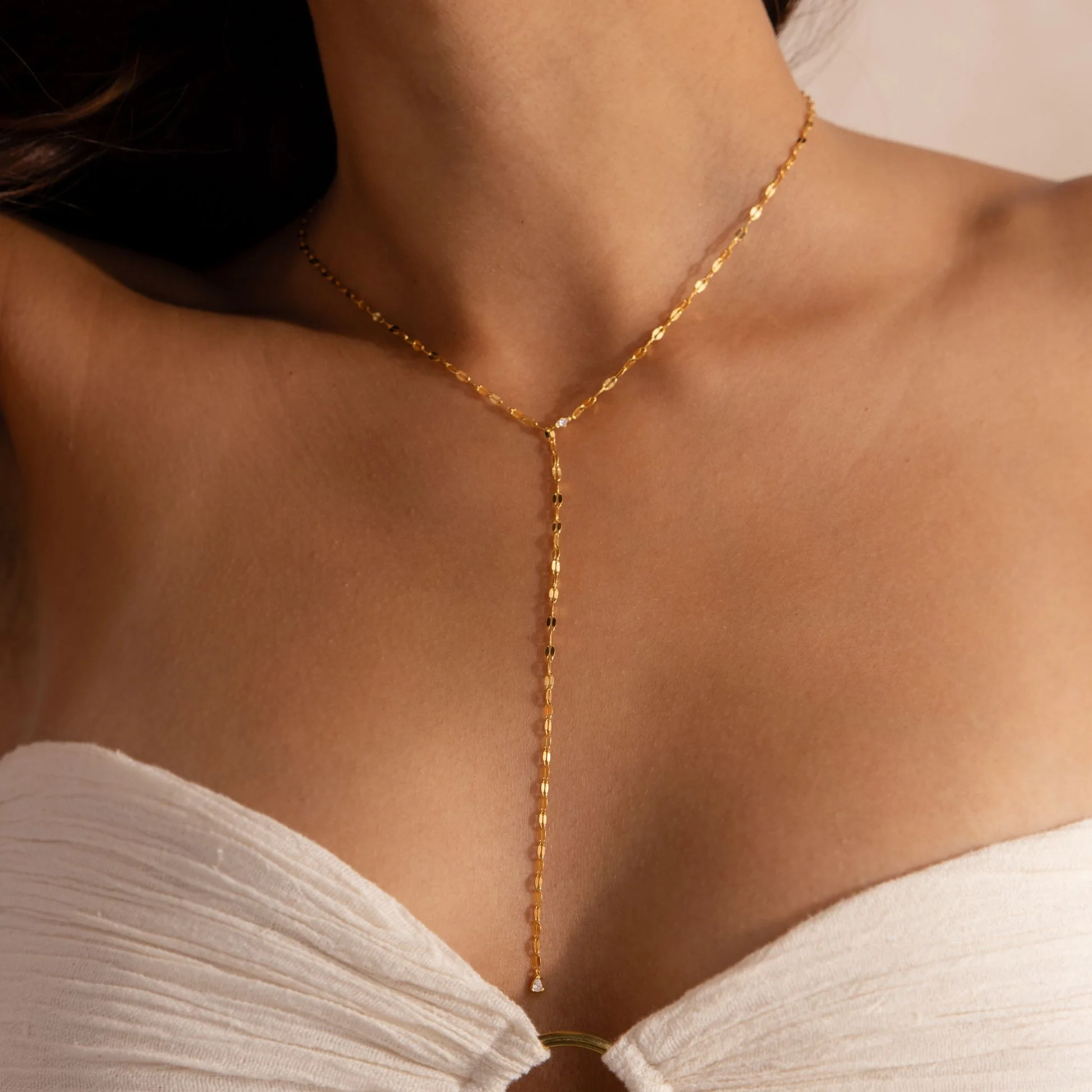 Sparkling Diamond Lariat Necklace in 18K Gold