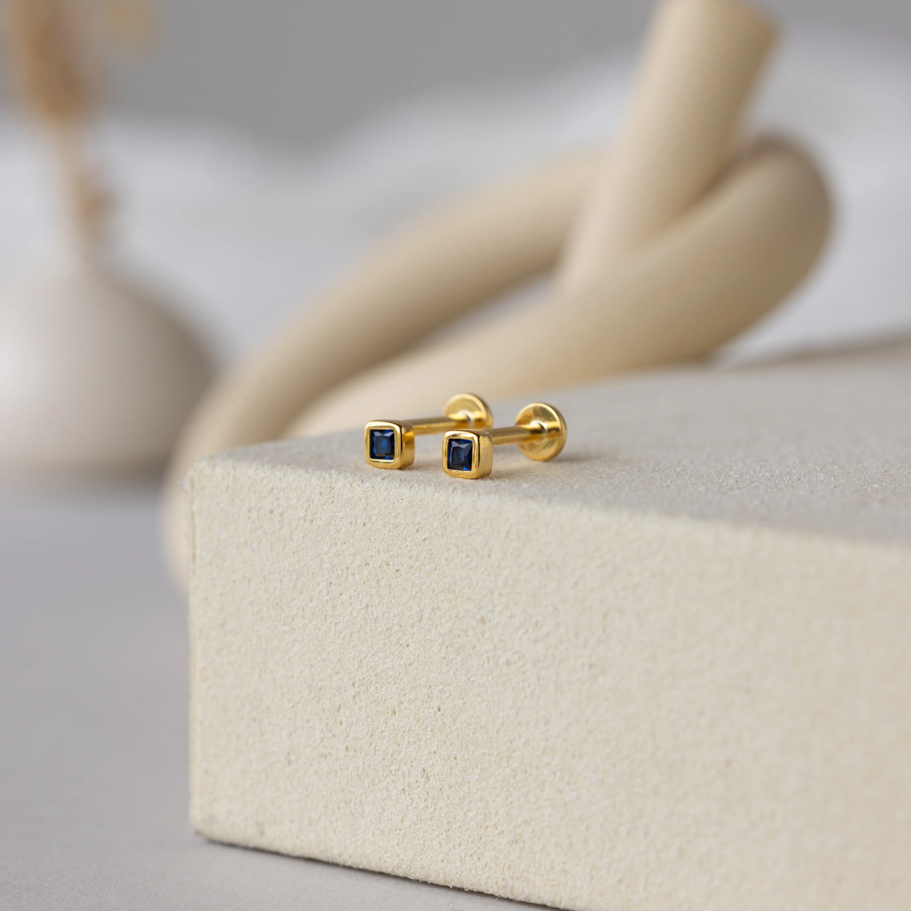 Square Bezel Birthstone Flatback Studs - Image 10